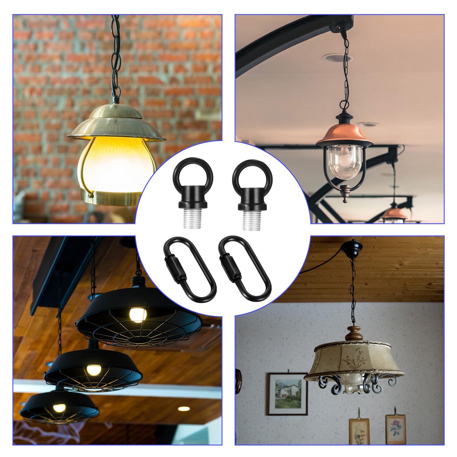2 Set 1/8-Ip Lighting Loops With Link Buckle Connectors For Light Fixture Chandelier Chain Extension  Hook Rings For Light Fixture  Eye Nuts Lamp Nuts