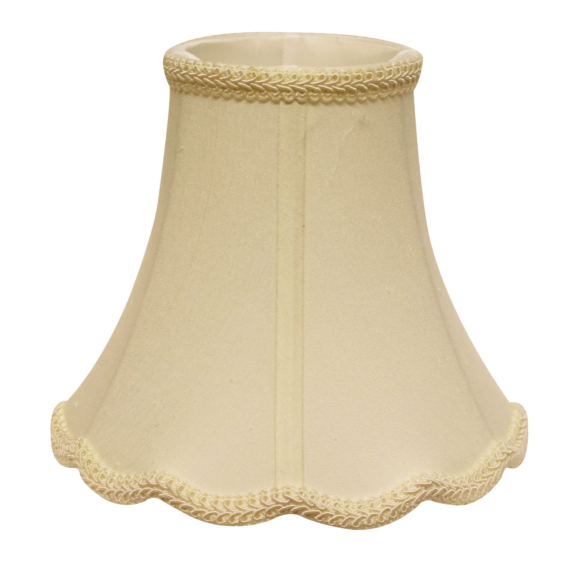 Homeroots 469576 14 In. Ivory Slanted Scallop Bell Monay Shantung Lampshade, Egg