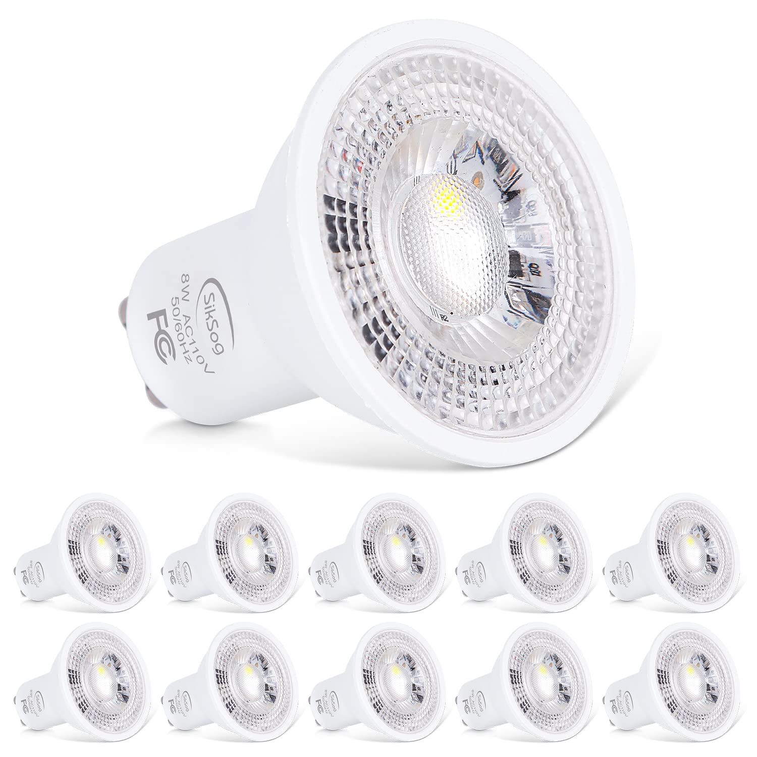 Siksog Gu10 Led Bulb 2700K Warm White, 70W Equivalent, 120° Beam Angle, Pack