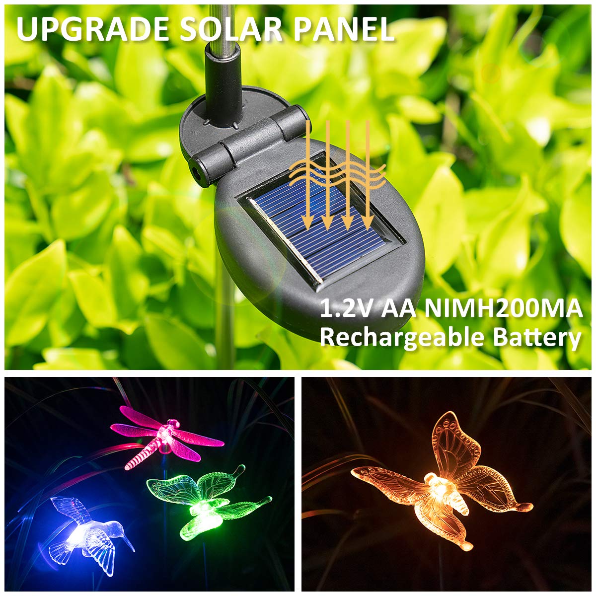 SOLPEX Solar Butterfly Lights, 3 Pack Multi-Color Changing LED Stakes, Metal Yard Decoration for Garden, Patio, Lawn