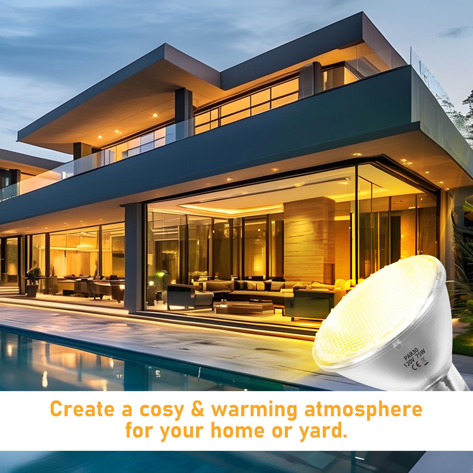 Jaenmsa Par30 Long Neck Halogen Flood Bulbs 75W 120V, Par30 Halogen Indoor Floodlight Bulbs Outdoor E26 Dimmable 2700K Bulb 2 Pa