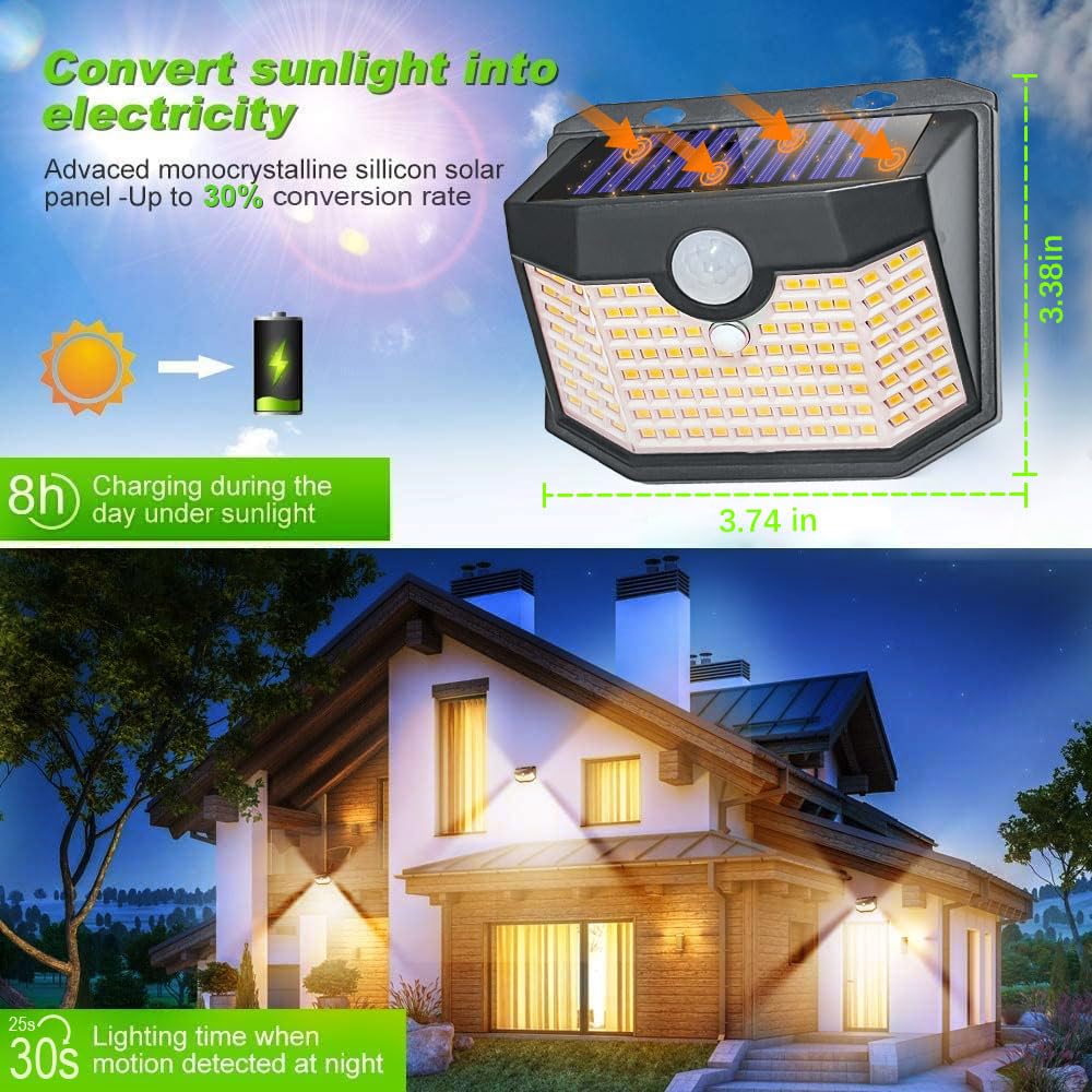 HMCITY 120 LED Outdoor Solar Motion Sensor Lights, IP65 Waterproof, 6Pack, Warm White, Model JY2440
