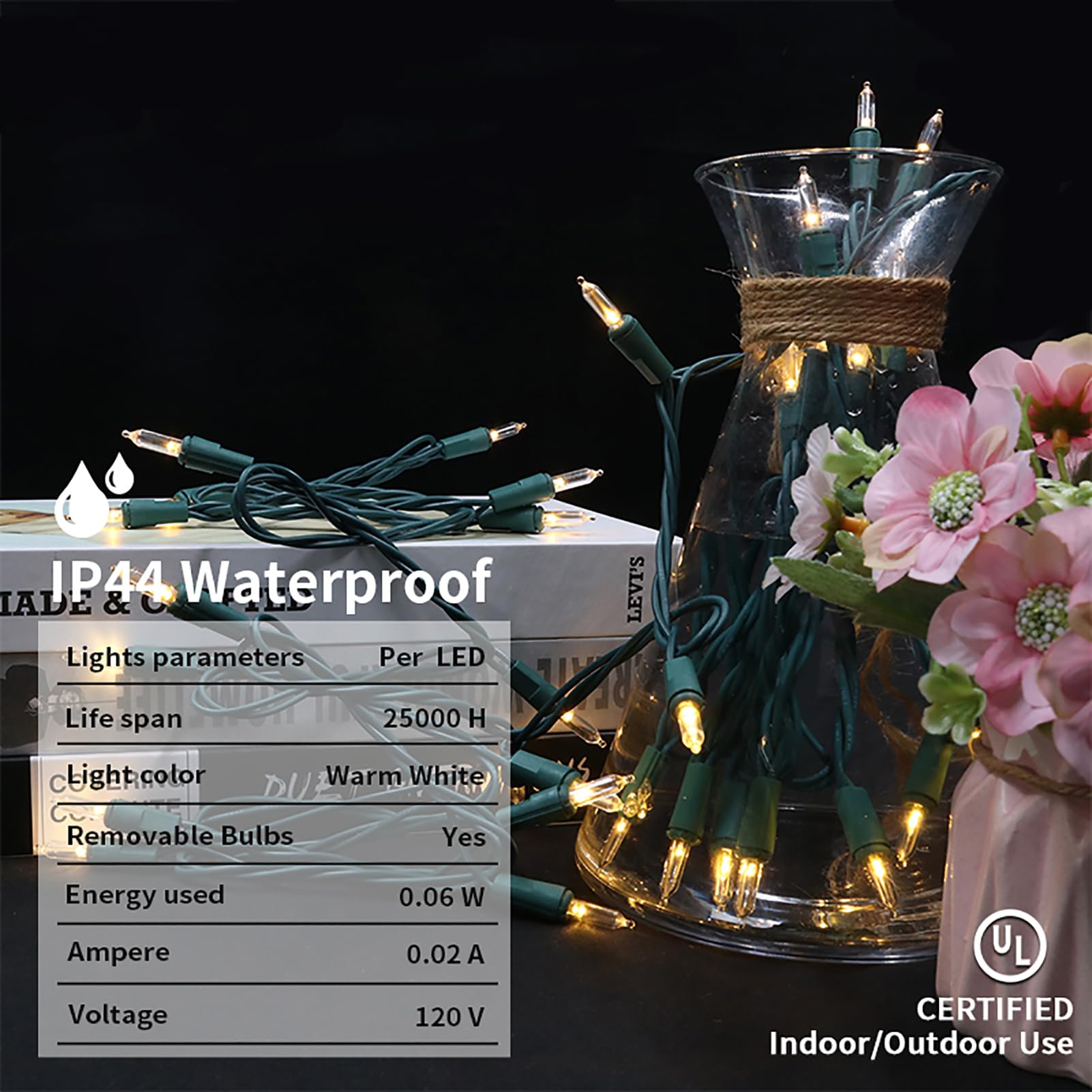 Multi-Sparking Warm White Christmas Lights (11 Feet, 35 Count) - Led Christmas Tree Lights Green Wire, Mini String Lights For Indoor And Outdoor Christmas Decorations