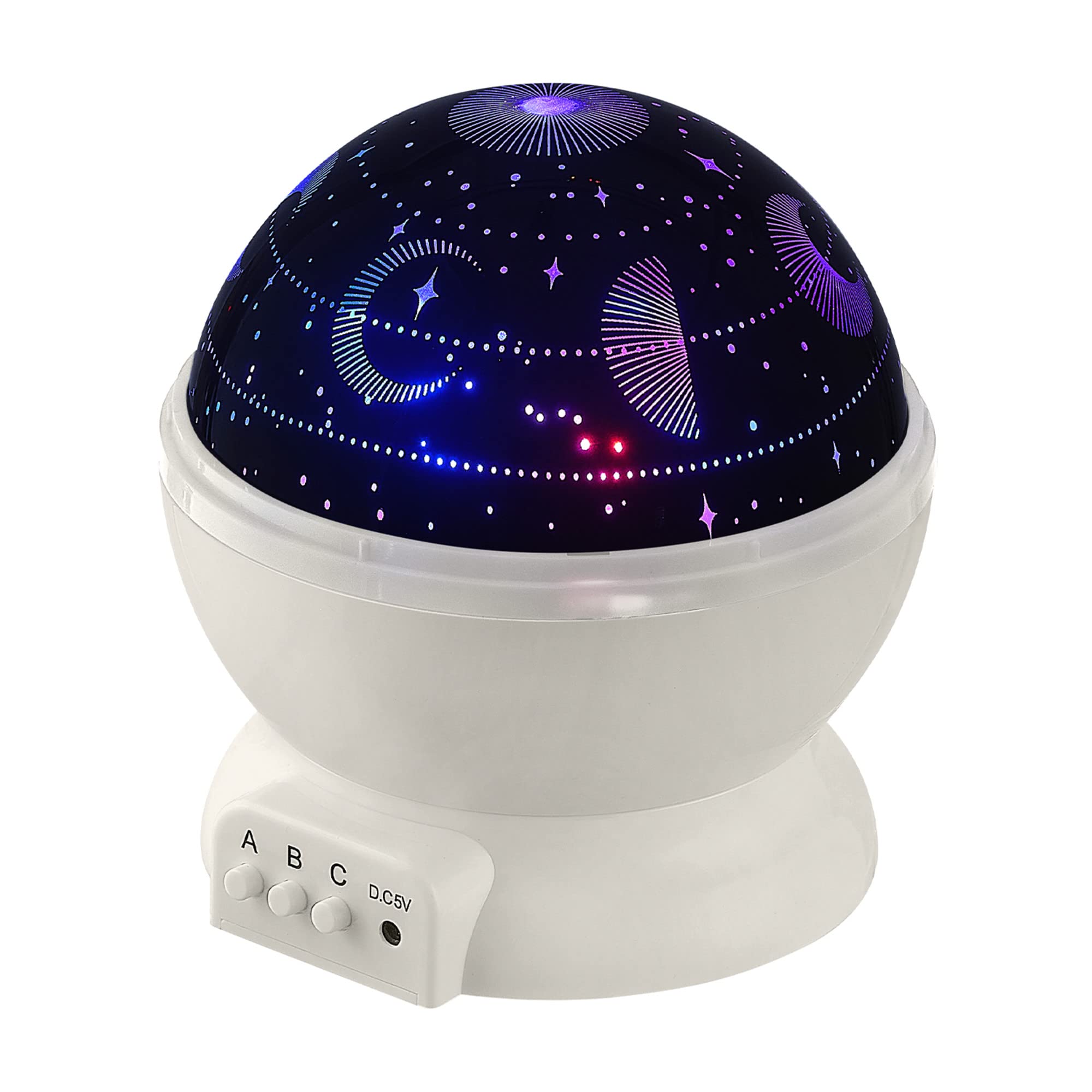 GLOBE Electric 13766 LED Color Changing Space Projector Night Light, Gray, 4 Patterns, USB/Battery Powered, Removable Dome Diffuser