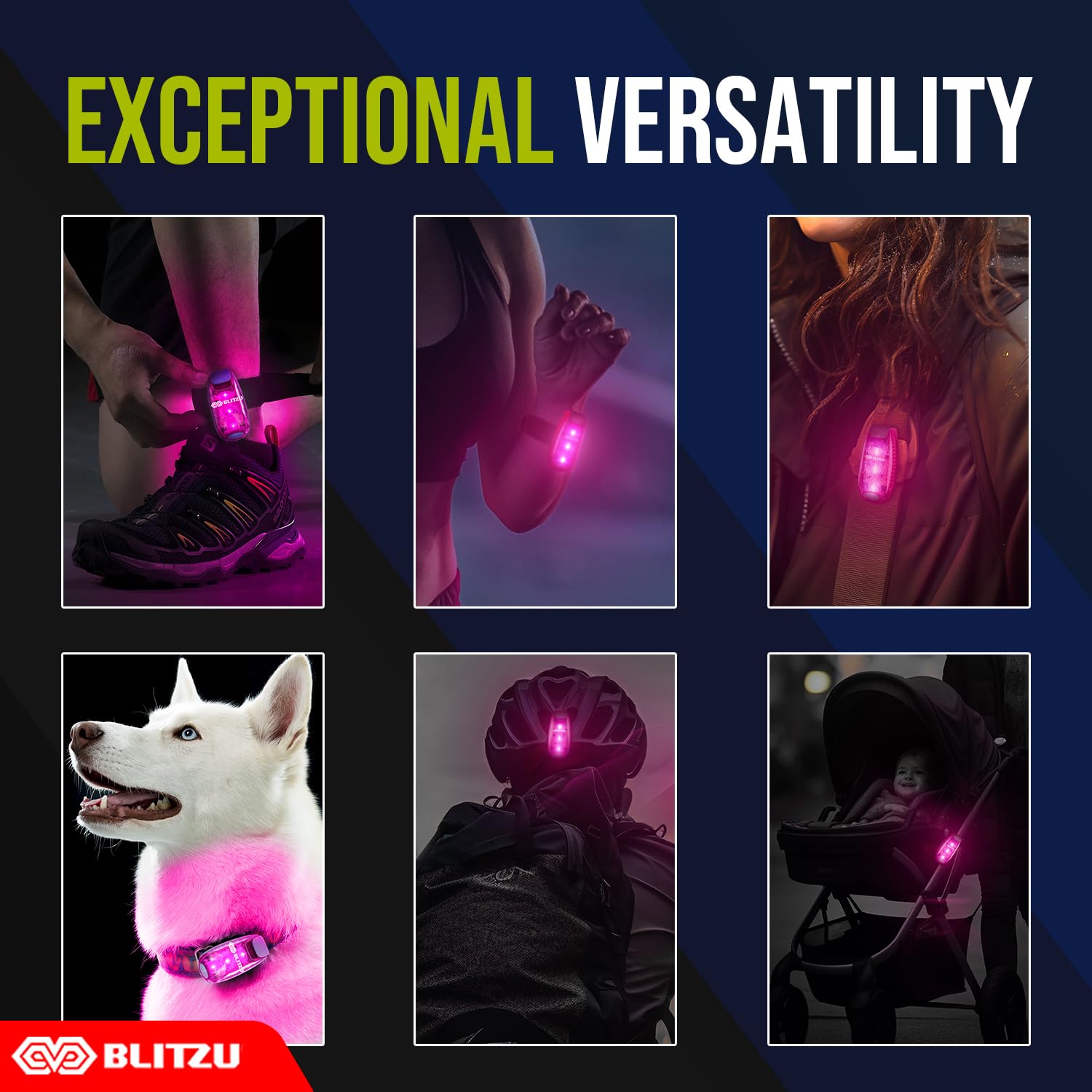 BLITZU Dog Lights for Night Walking Running Gear Running Reflective Gear Stroller Lights Walking Light Night Walking Dog Collar