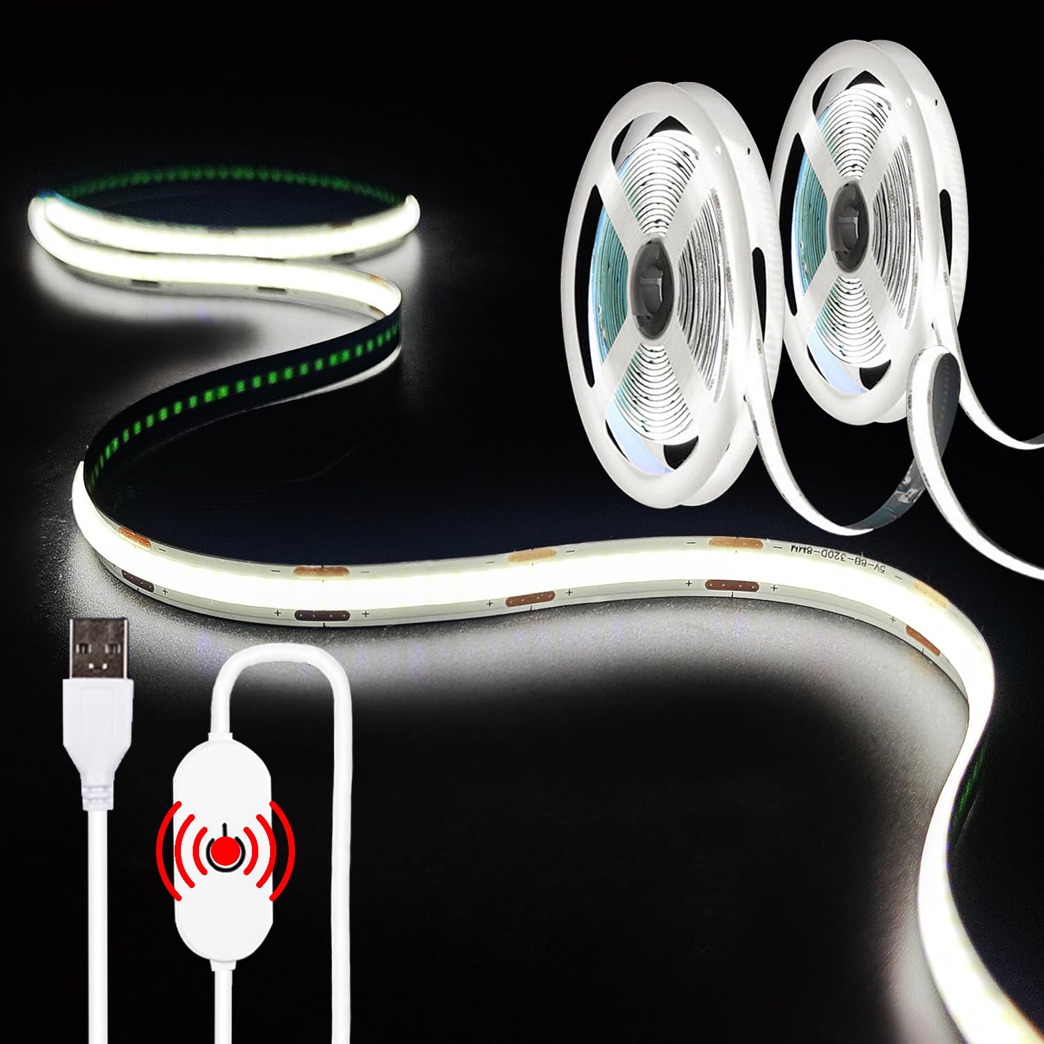 Xingzhi 2Pack White Led Strip Light 6000K Cold White Usb Powered 3.28Ft Flexible Small Led Lights With Touch Switch Controller U