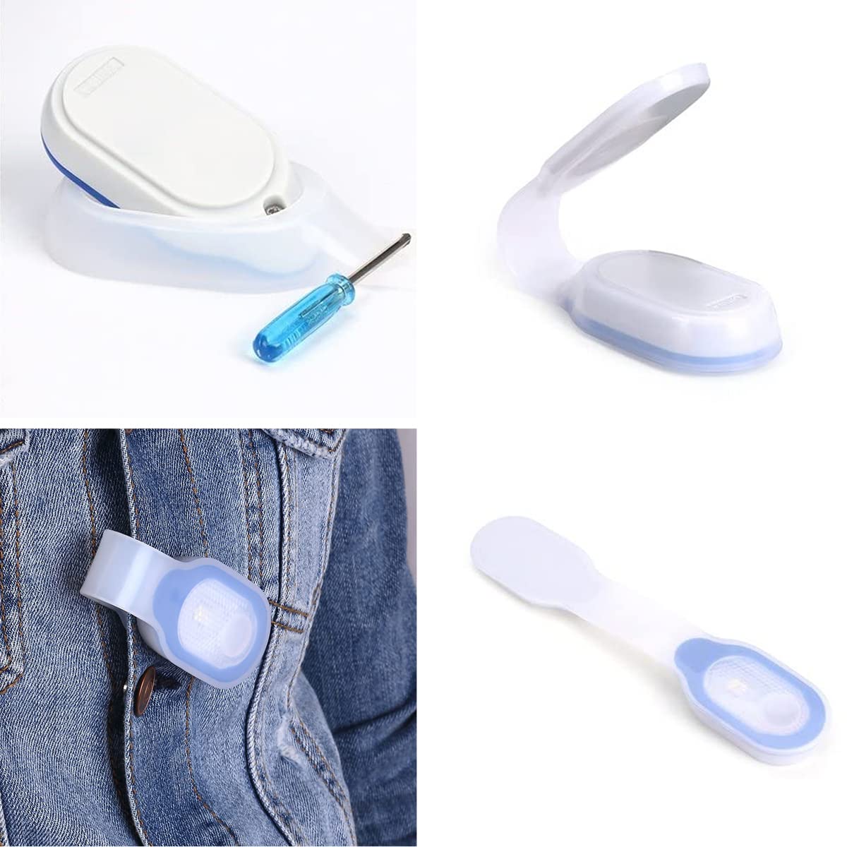 Pozlle LED Flashlight - Clip-On Night Light with Strong Magnetic Grip, Blue, Model HLYD for Hiking, Dog Walking, Running, Nursing, Police.
