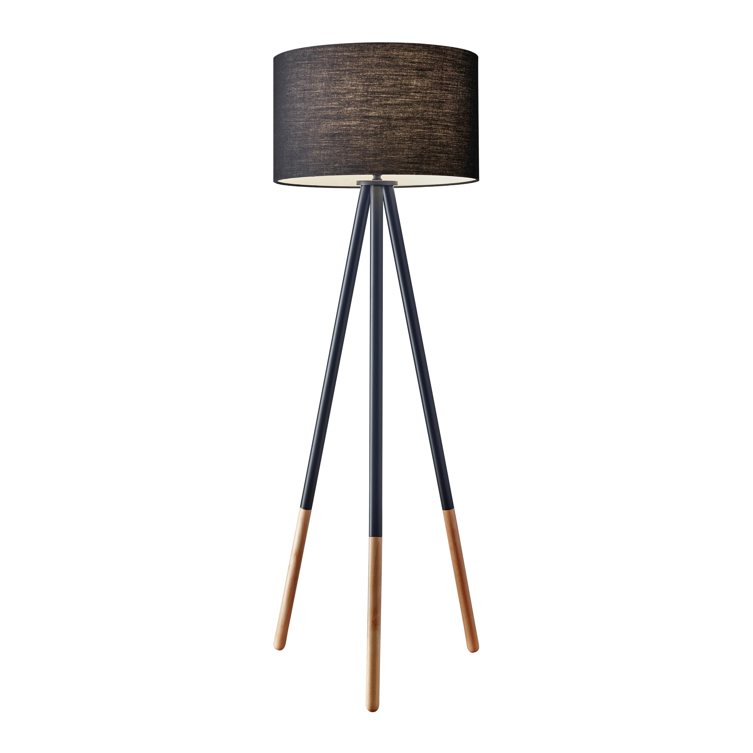 Adesso 6285-01 Louise, 60.25 in., 150 W Incandescent/ equiv. CFL, Black Painted Metal w/ Wood Tips, 1 Floor Lamp