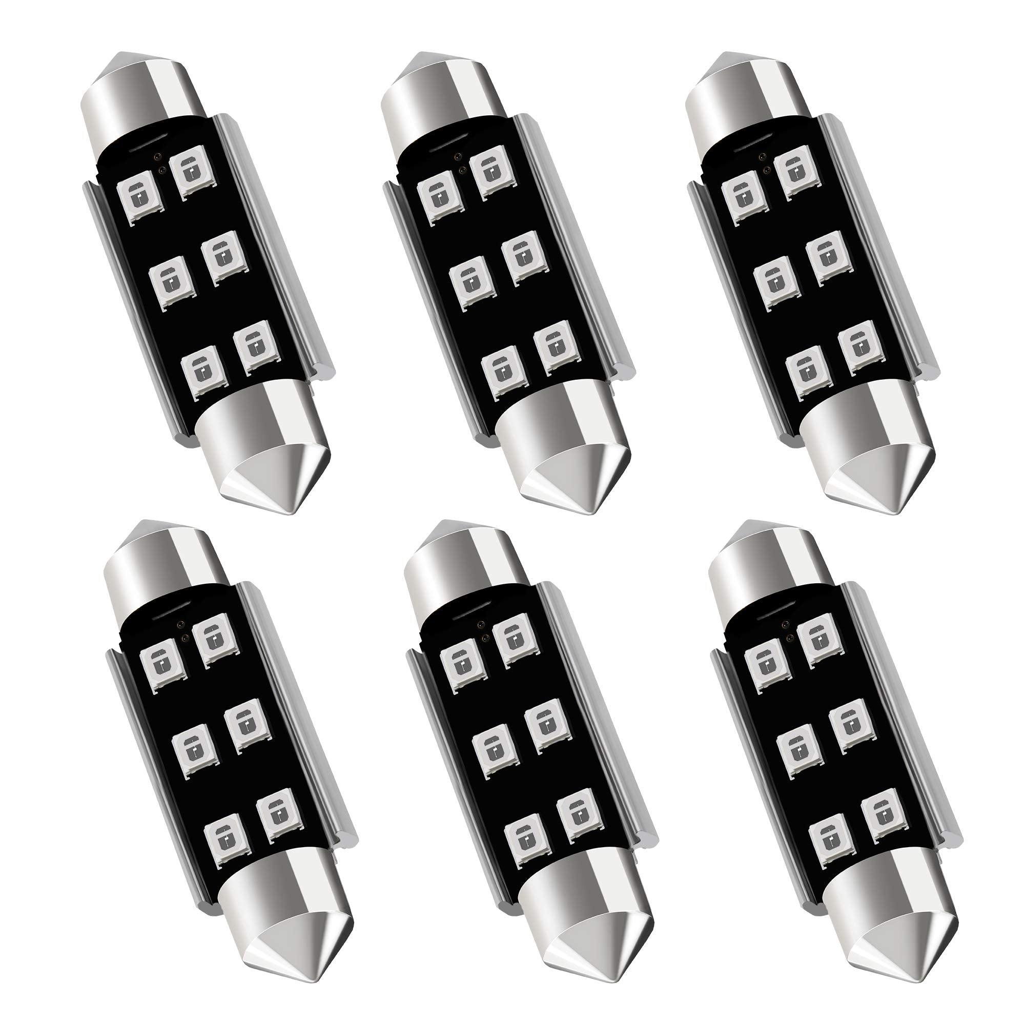 AUXLIGHT LED Interior Light Bulbs, 6SMD, Ultra Blue, 41MM, Canbus Error Free, Pack of 6