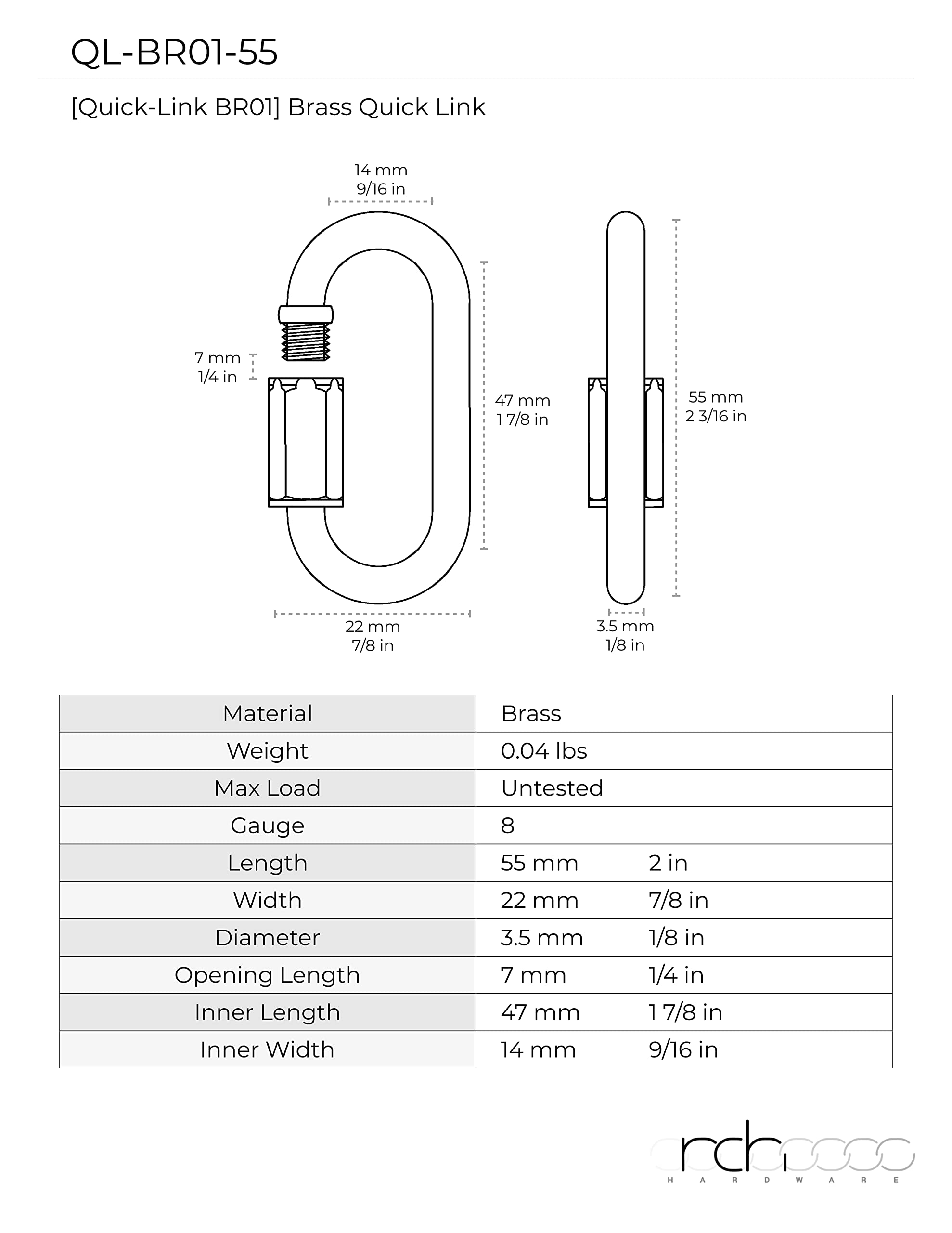RCH Hardware QL-BR01-55 Brass Quicklink, 8 Gauge, Oil Bronzed Black (2 Pack)