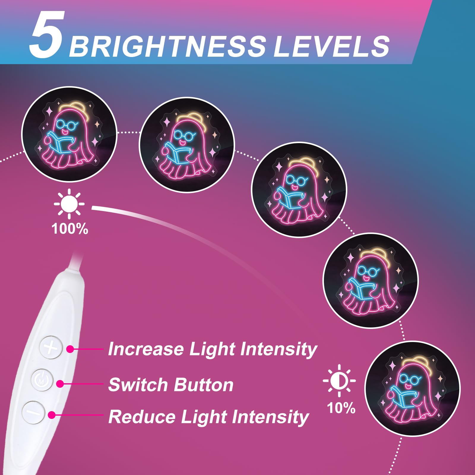 Ghosts Reading Neon Sign Spooky Boo Reading Sign  Ghosts Reading Sign  Spooks Reading  Book Lover Gift  Bookworm Room Decor  Back To School  13.8X13.2