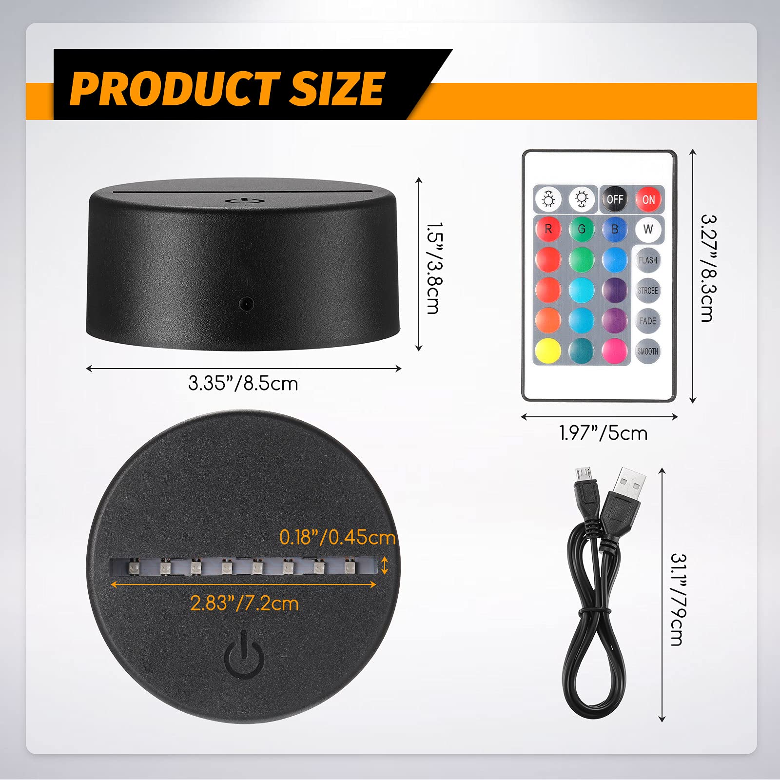 6 Pieces 3D Night Led Light Lamp Base 16 Colors Led Display Base With Remote Control And Usb Cable, Christmas Light Lamp Display