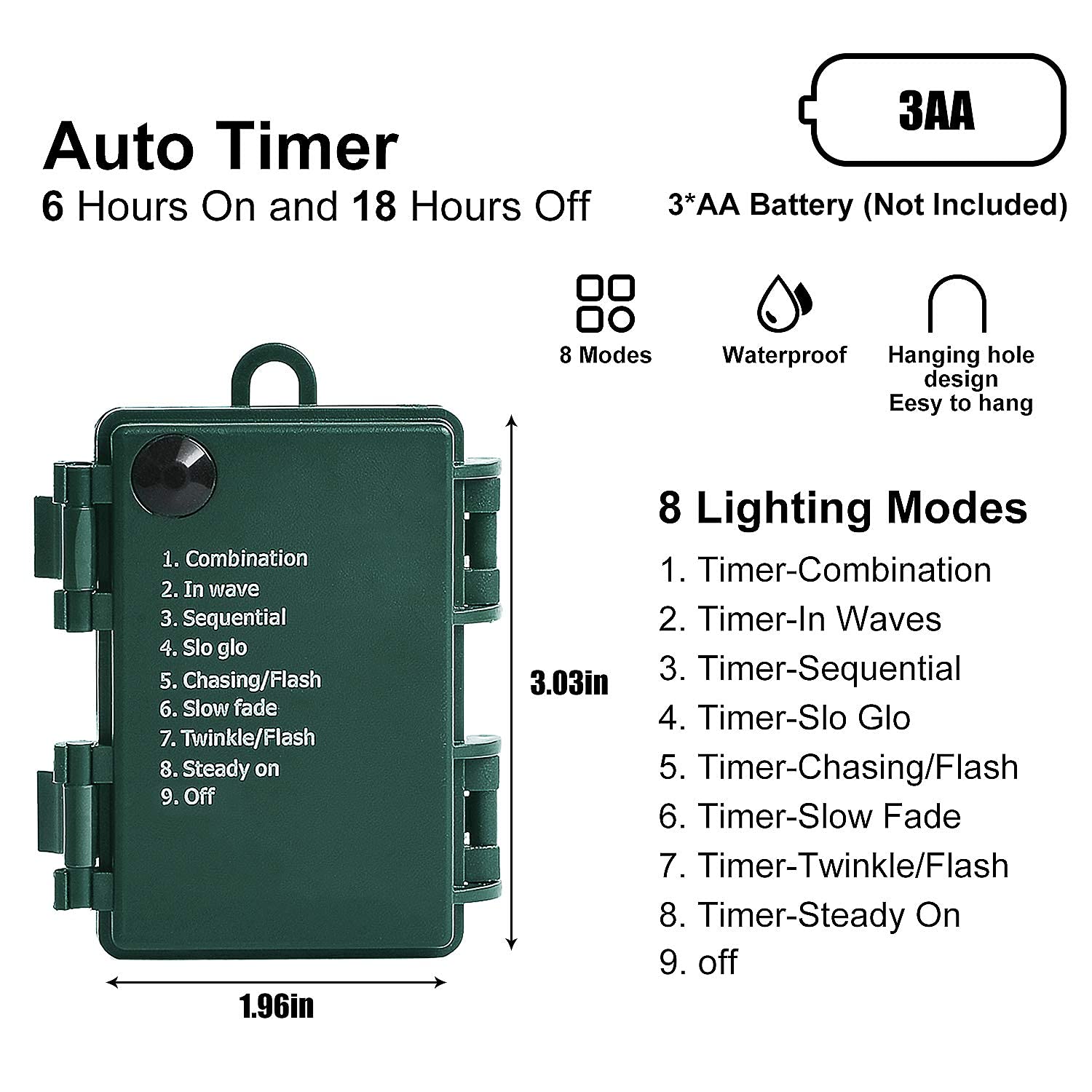 Christmas Lights - Battery Operated String Lights 50 Led String Lights Mini Lights With Auto-Timer And 8 Lighting Modes For Christmas Wreath Party Wedding Garden Home Decoration, Warm White, 2 Pack