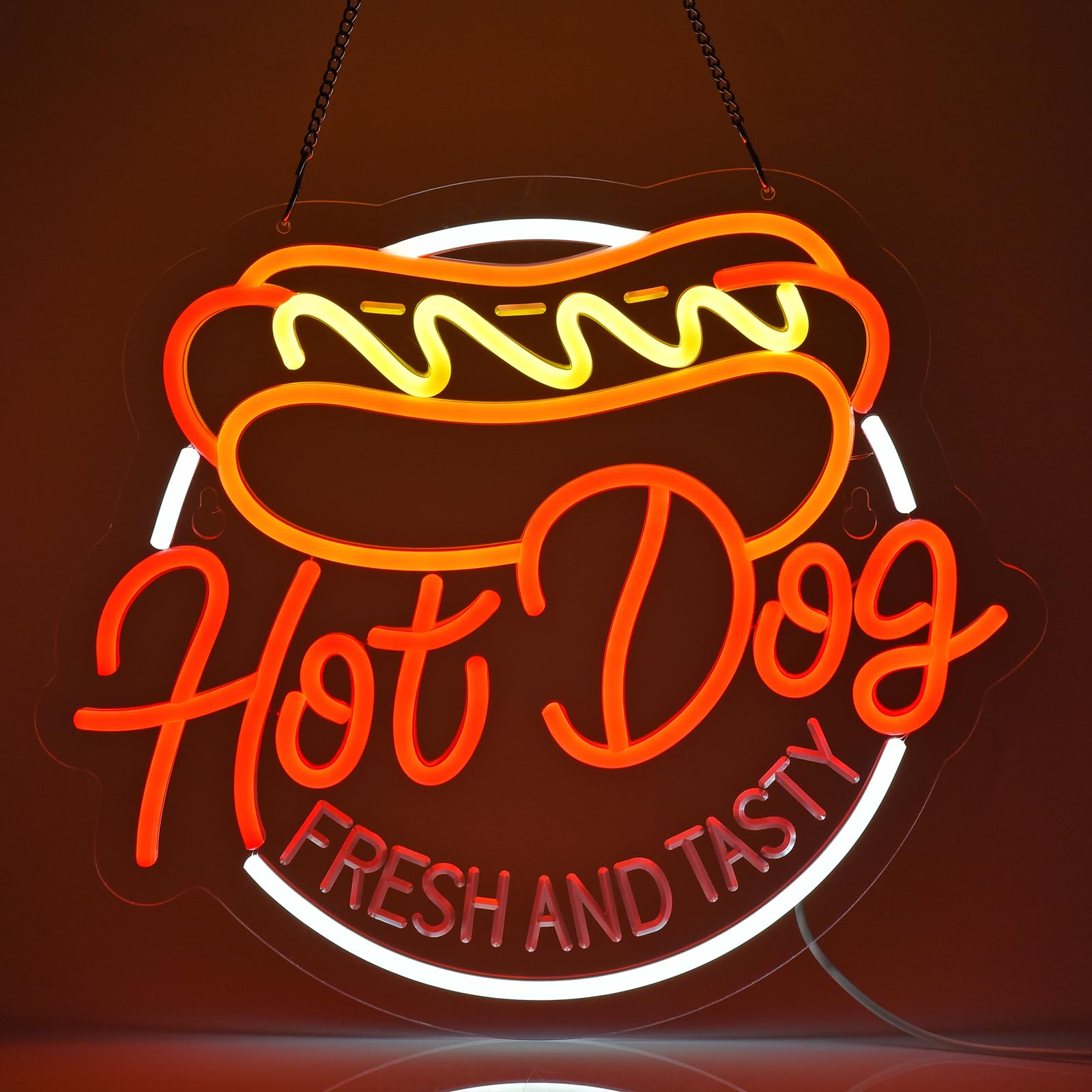 Jomobuty Hot Dog Neon Sign For Wall Decor Led Light Up Sign Business Signage For Home Kitchen Restaurant Bar Cafe Fast Food Shop Gift 14.6 X 12.6 Led Art Wall Hanging Decorative Lights