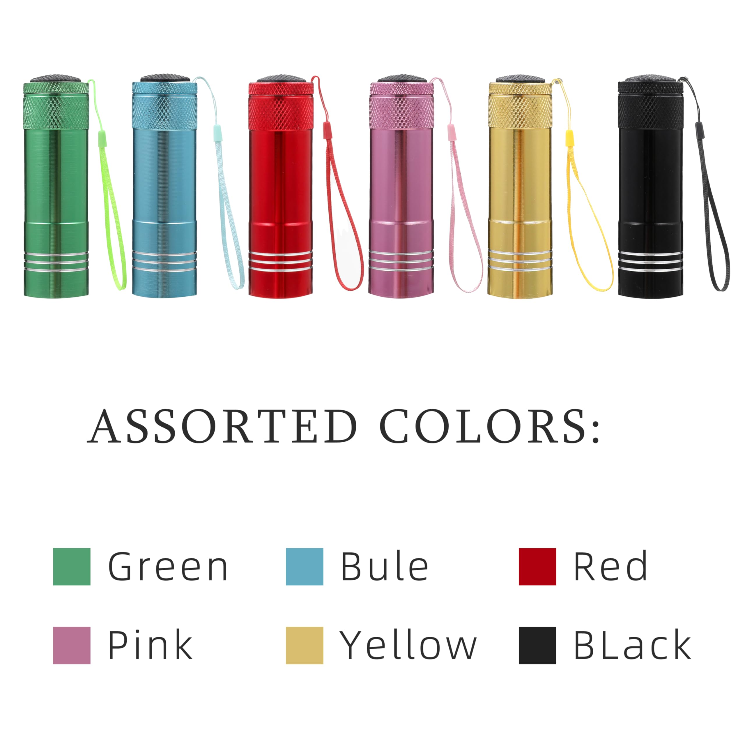 Hilngav 6 Pack Mini Flashlight Set, Aluminum Led Handheld Torches With Lanyard, Assorted Colors, Batteries Included For Party Fa