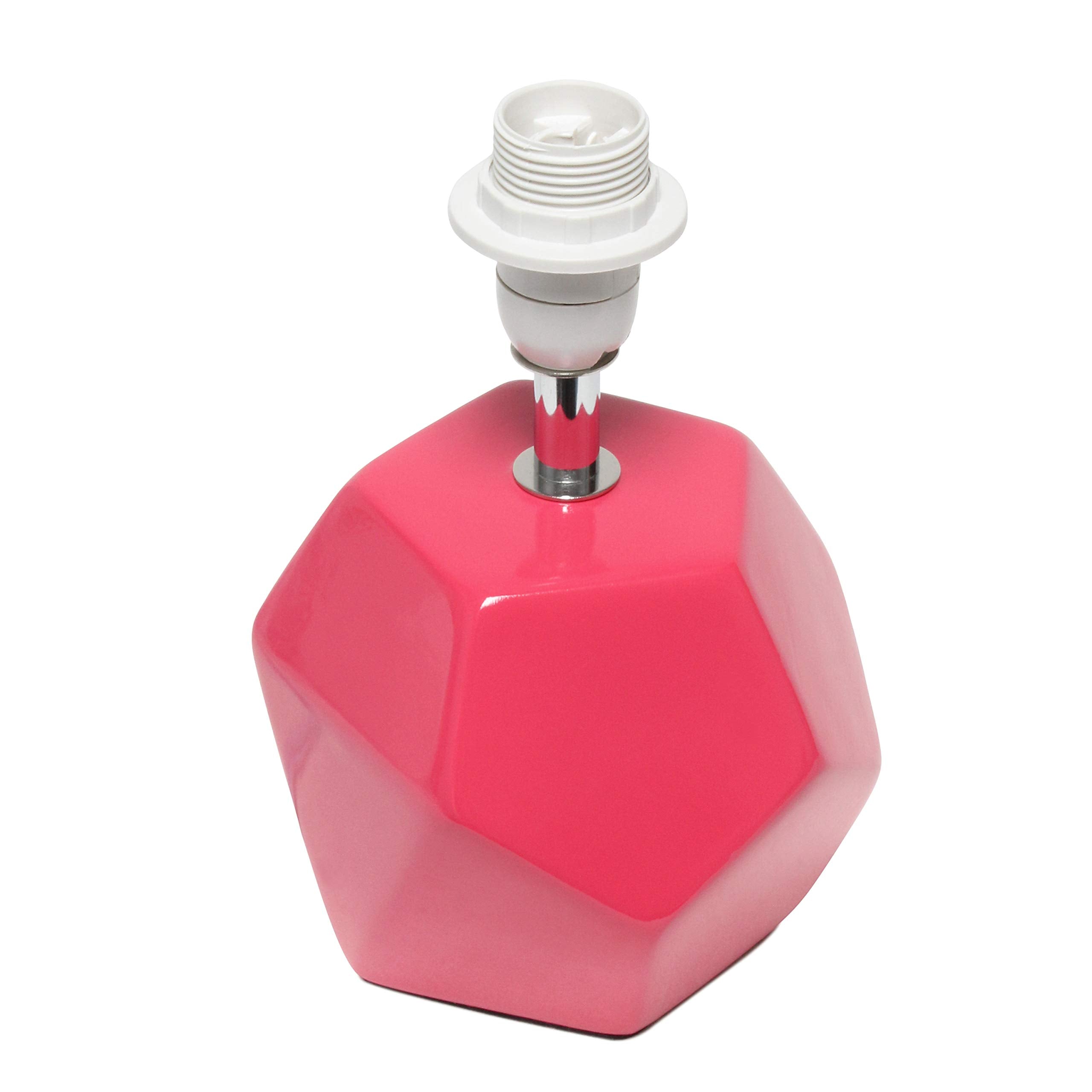 Simple Designs Lt2065-Pnk Mini Table Lamp, Pink Ceramic Shade, 5.5X5.5X10.4