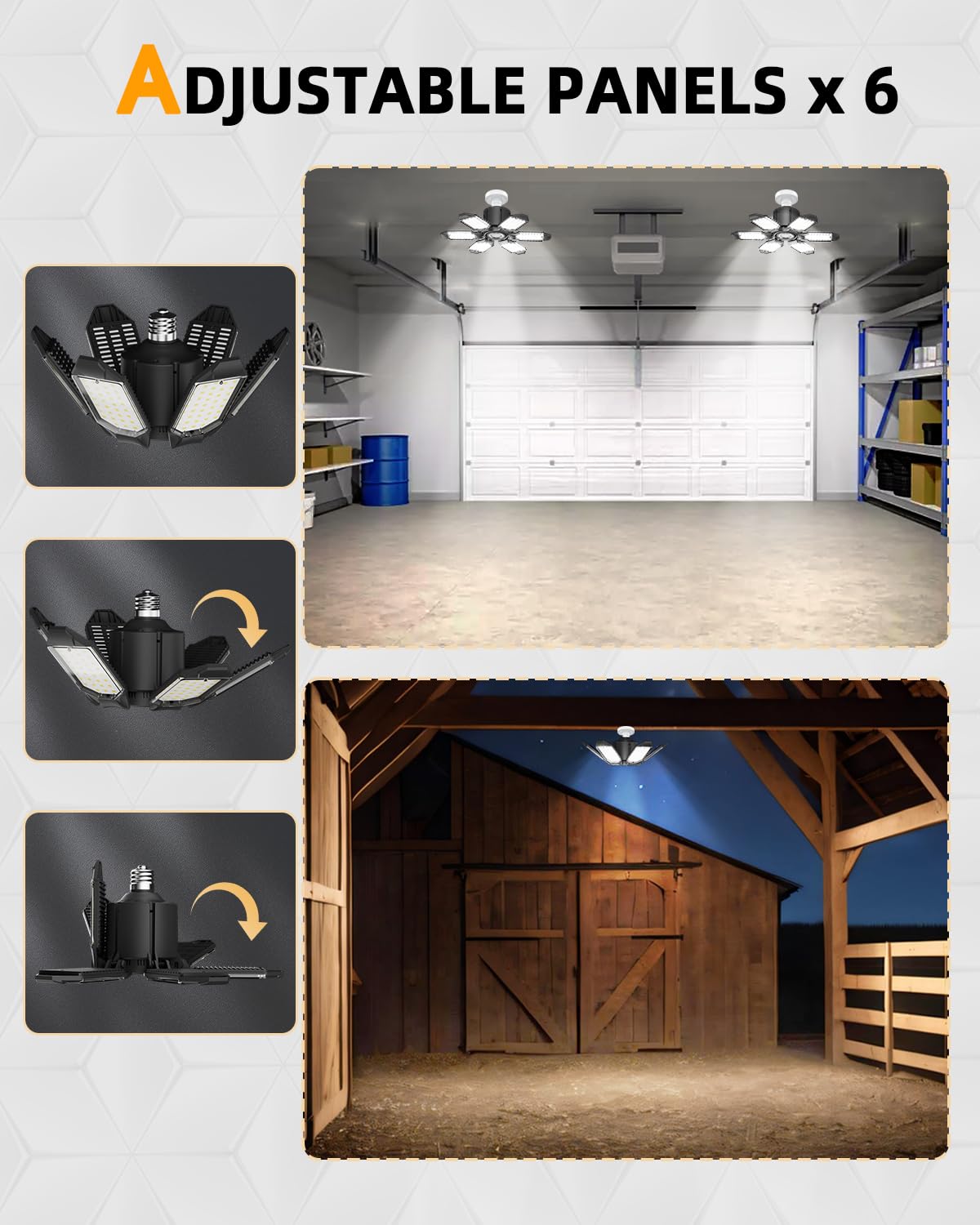 Adiding Led Garage Light, Bright 10000 Lumen Led Workshop Basement Lighting Fixture Fit For E26 E27 Bulb Socket With Adjustable