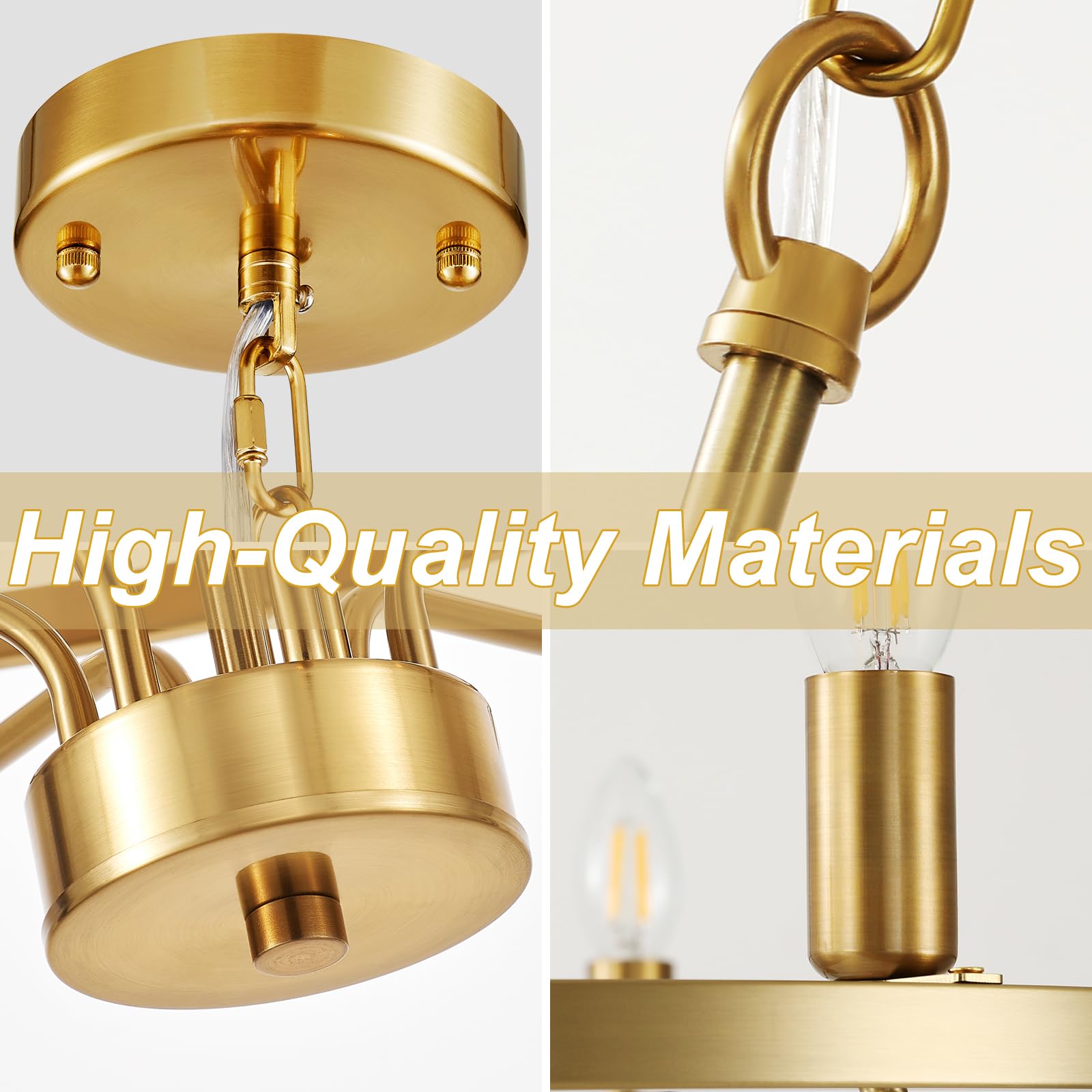 Widluth 30" Gold Chandelier Fixture - 9-Light Mid Century Candle Style for Dining Room, Kitchen Island, Living Room, Model MD1009-9-gold
