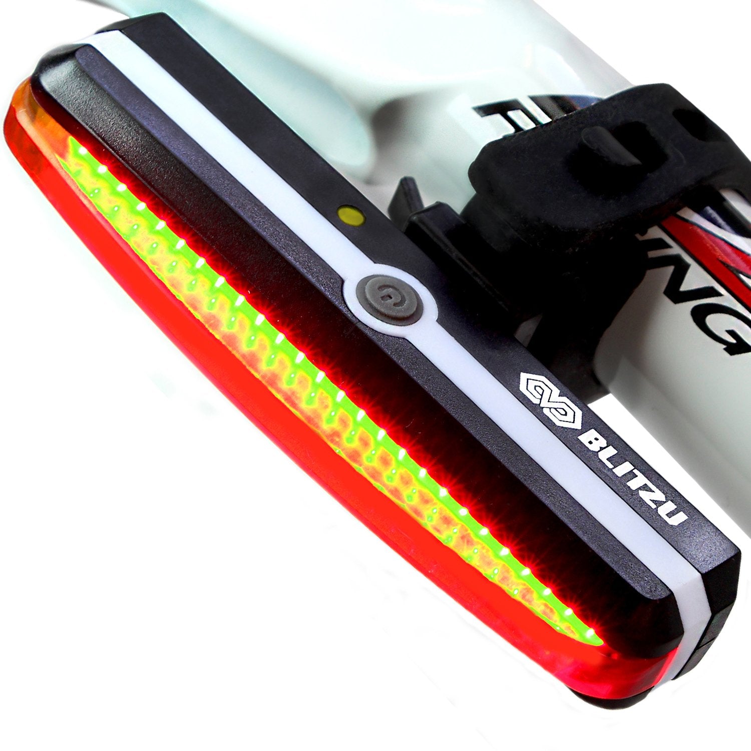 BLITZU 2025 Cyborg Bike Light Set, USB Rechargeable LED Headlight & Taillight, White/Red, Model Blitzu-01