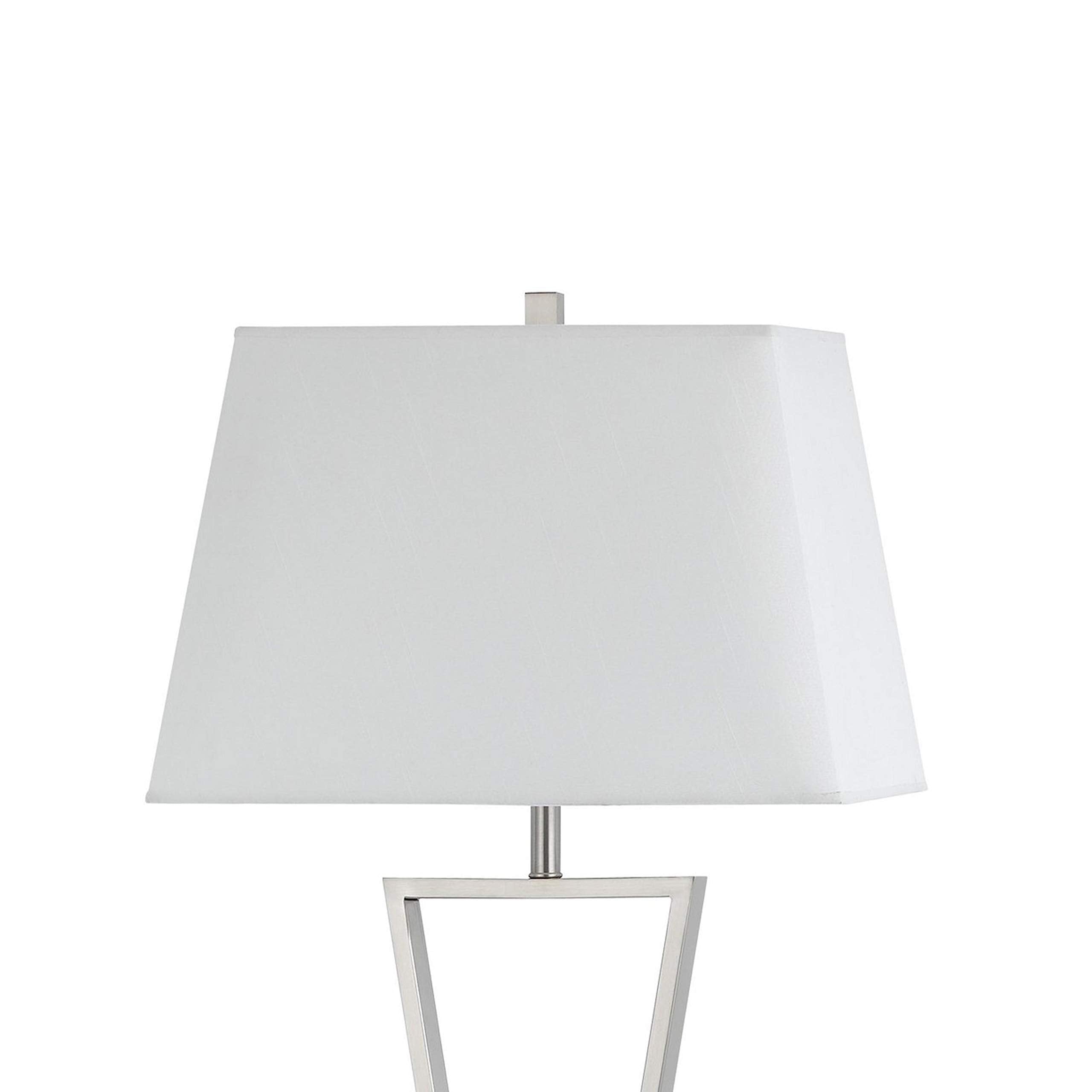 X Shaped Metal Body Floor Lamp with Rectangular Tapered Fabric Shade, White