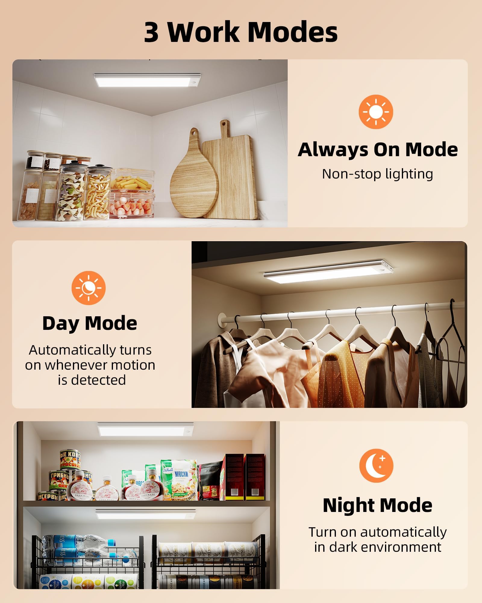 EZVALO Under Cabinet Lighting - 200LM Wireless Motion Sensor Light, 12" Aluminum, Dimmable, 2 Pack, Rechargeable Battery, Indoor Use
