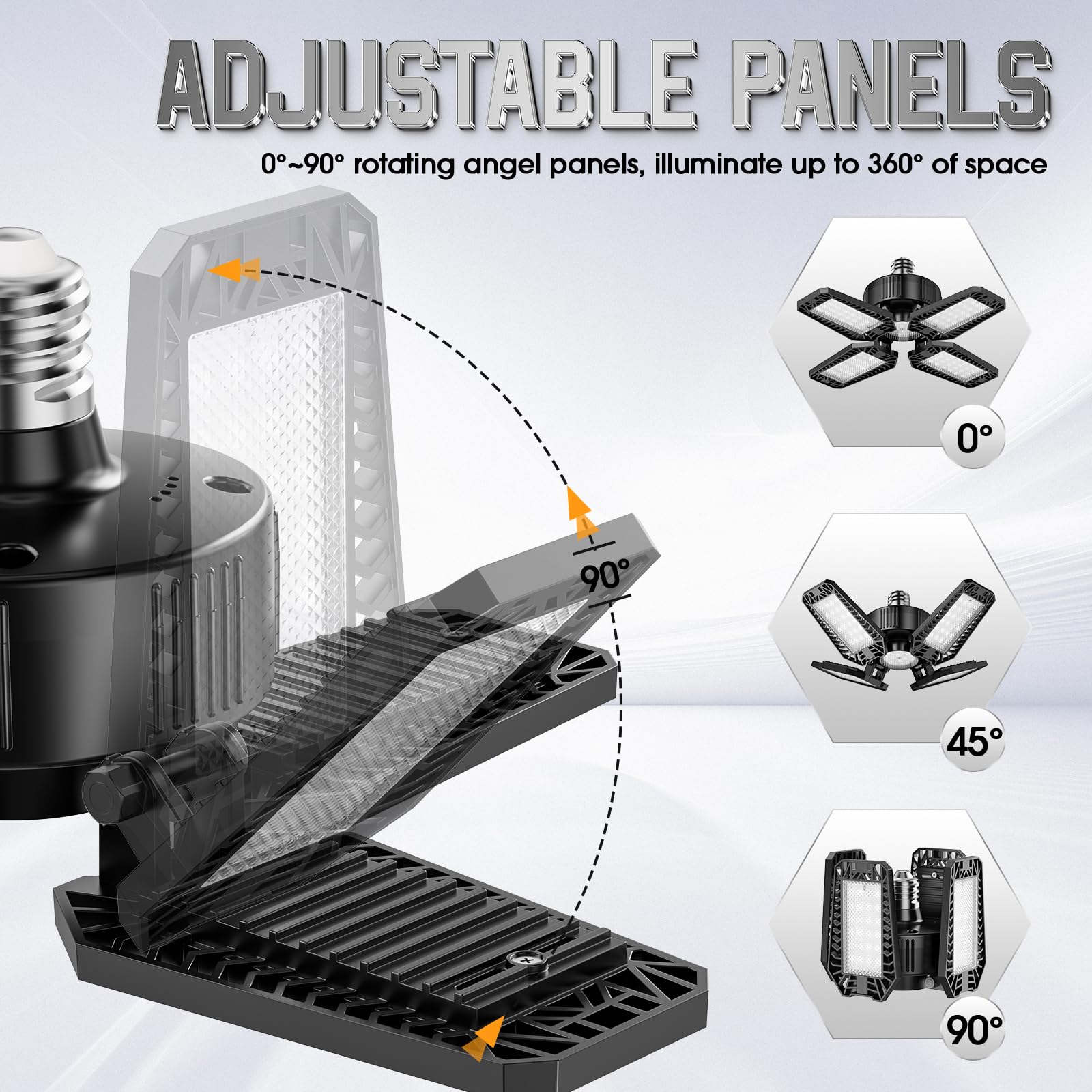 Topaubub Garage Light 10 Pack 120W, 12000Lm Garage Lights Ceiling Led With 4+1 Deformable Panels 6500K Led Garage Light, Led Shop Lights For Workshop, Garage, Basement Support E26/E27