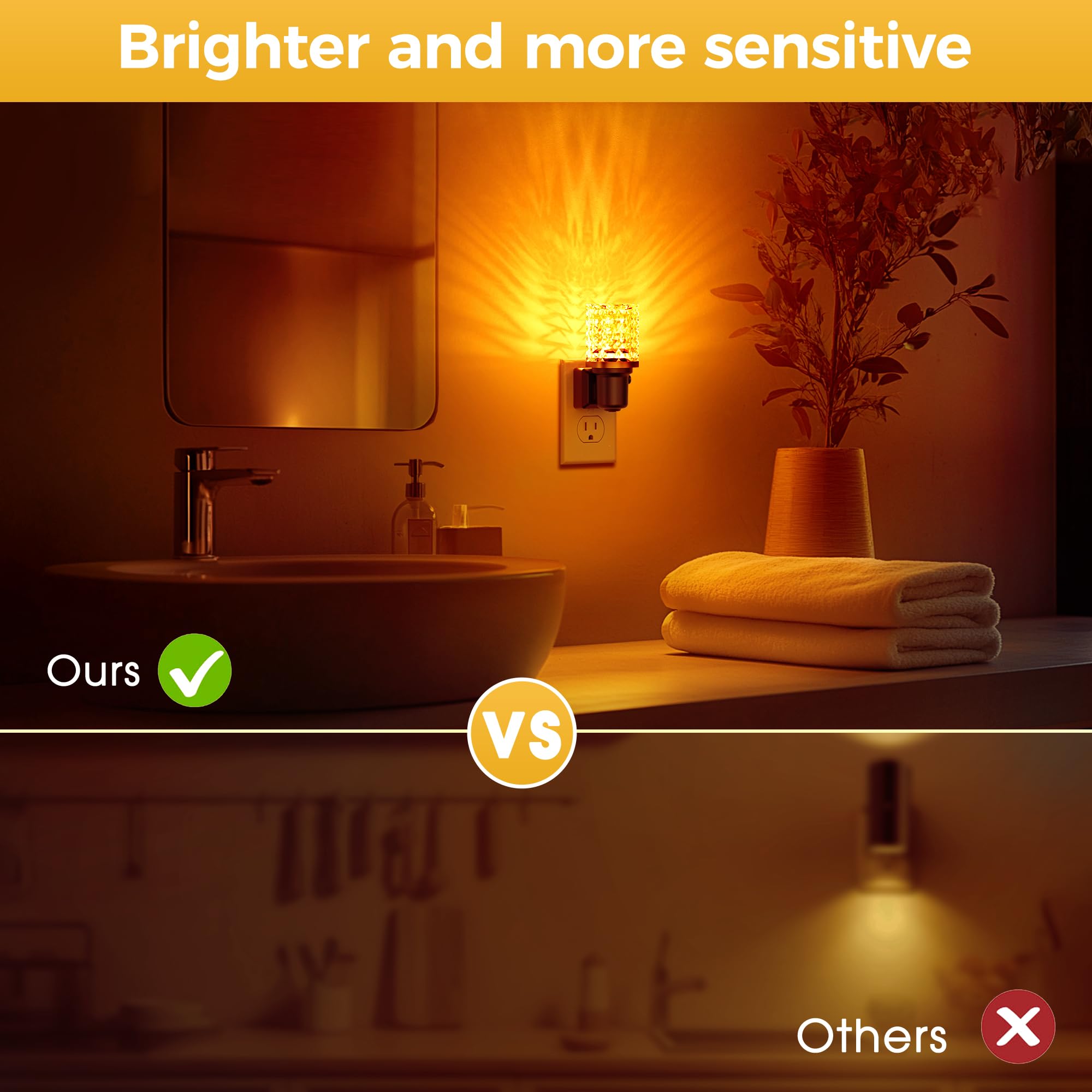 L LOHAS LED Night Light, Dimmable with Auto Light Sensor, 1 Pack, Amber, Model GY22007ZSUS
