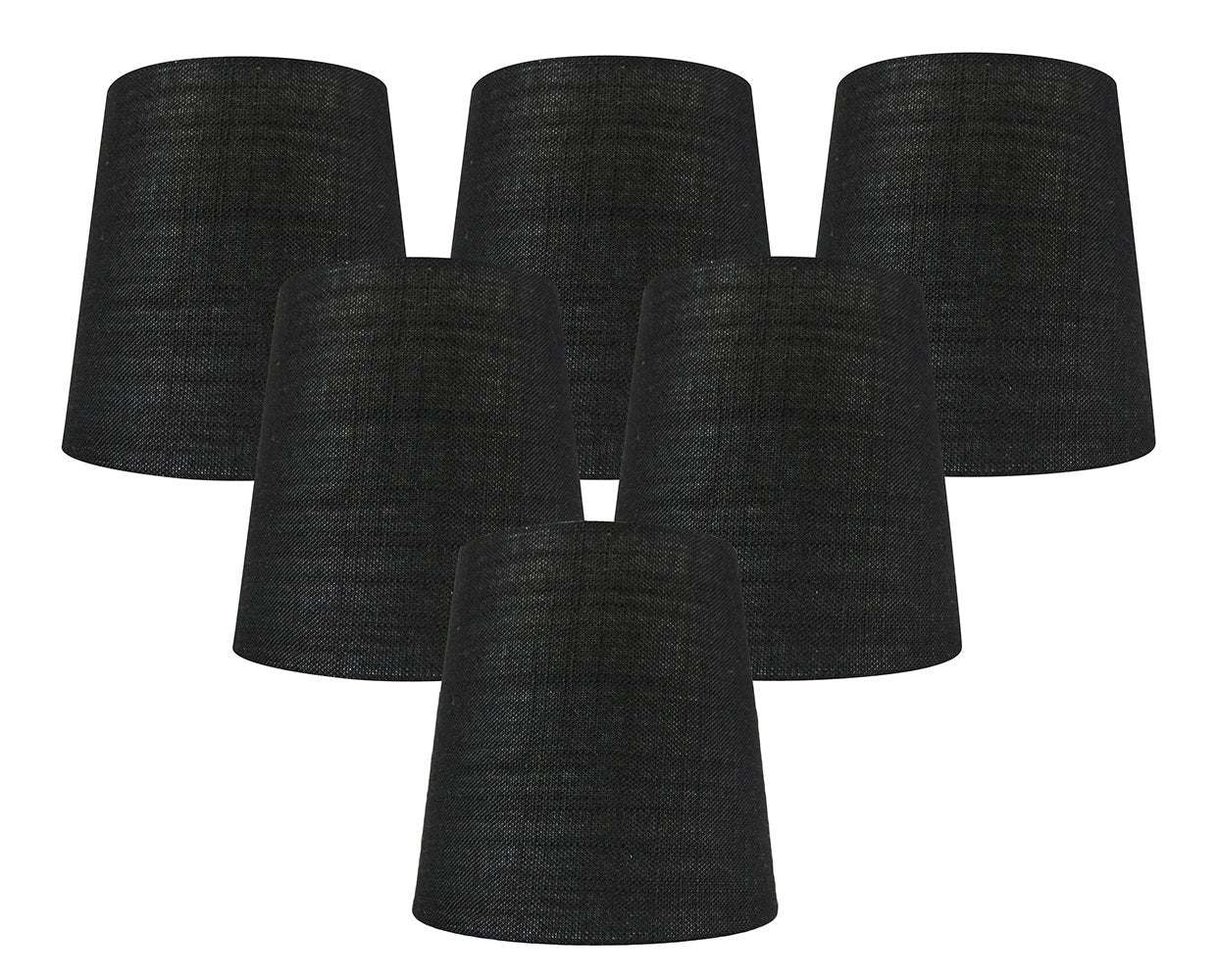 Meriville Set Of 6 Black Linen Clip On Chandelier Lamp Shades, 4-Inch By 5-Inch By 5-Inch