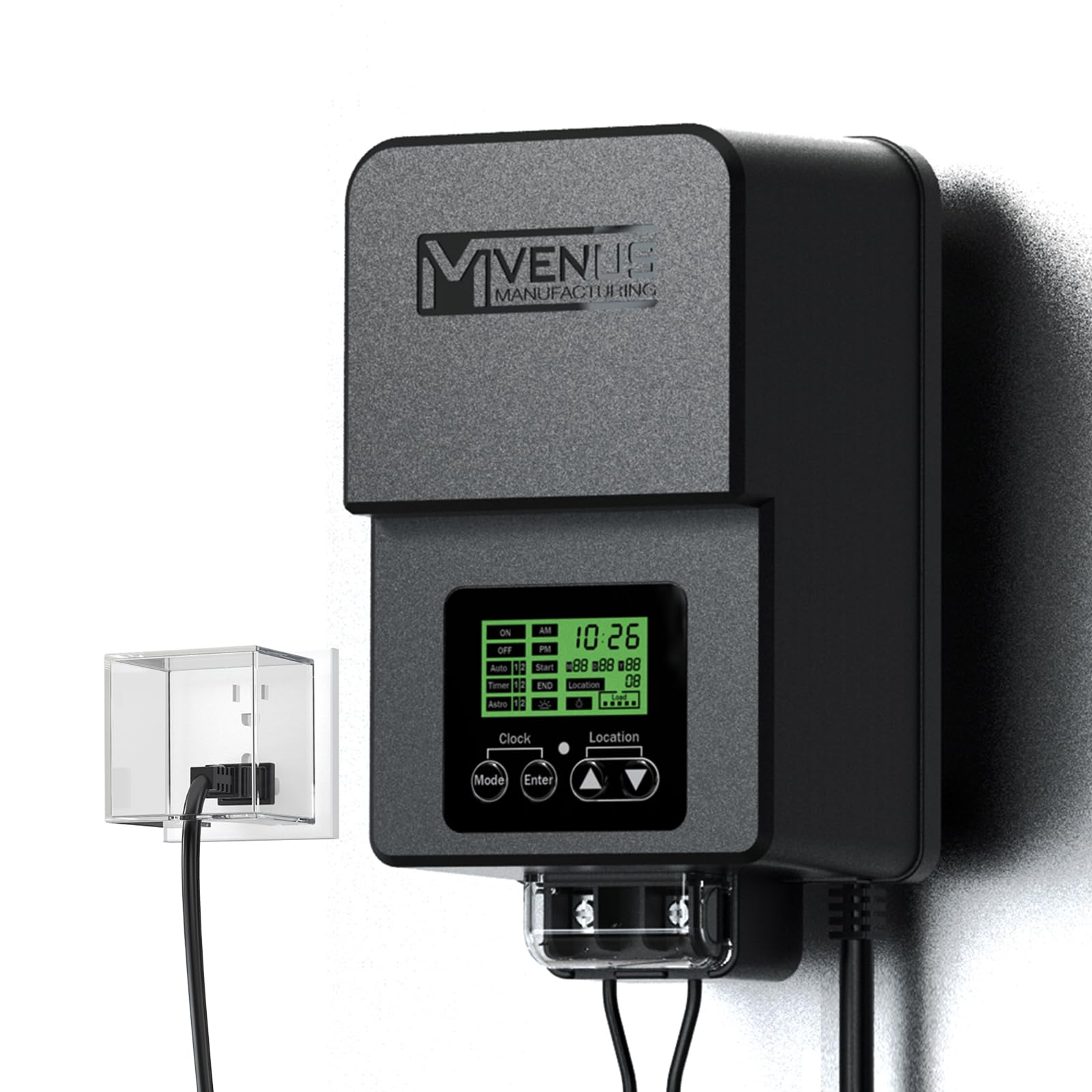 Venus Manufacturing Outdoor Low Voltage Transformer 200W Landscape Lighting Transformer With Timer And Built-In Photo Sensor 120V Ac To 12V-15V Ac For Led Spotlight, Pathway Garden Lighting