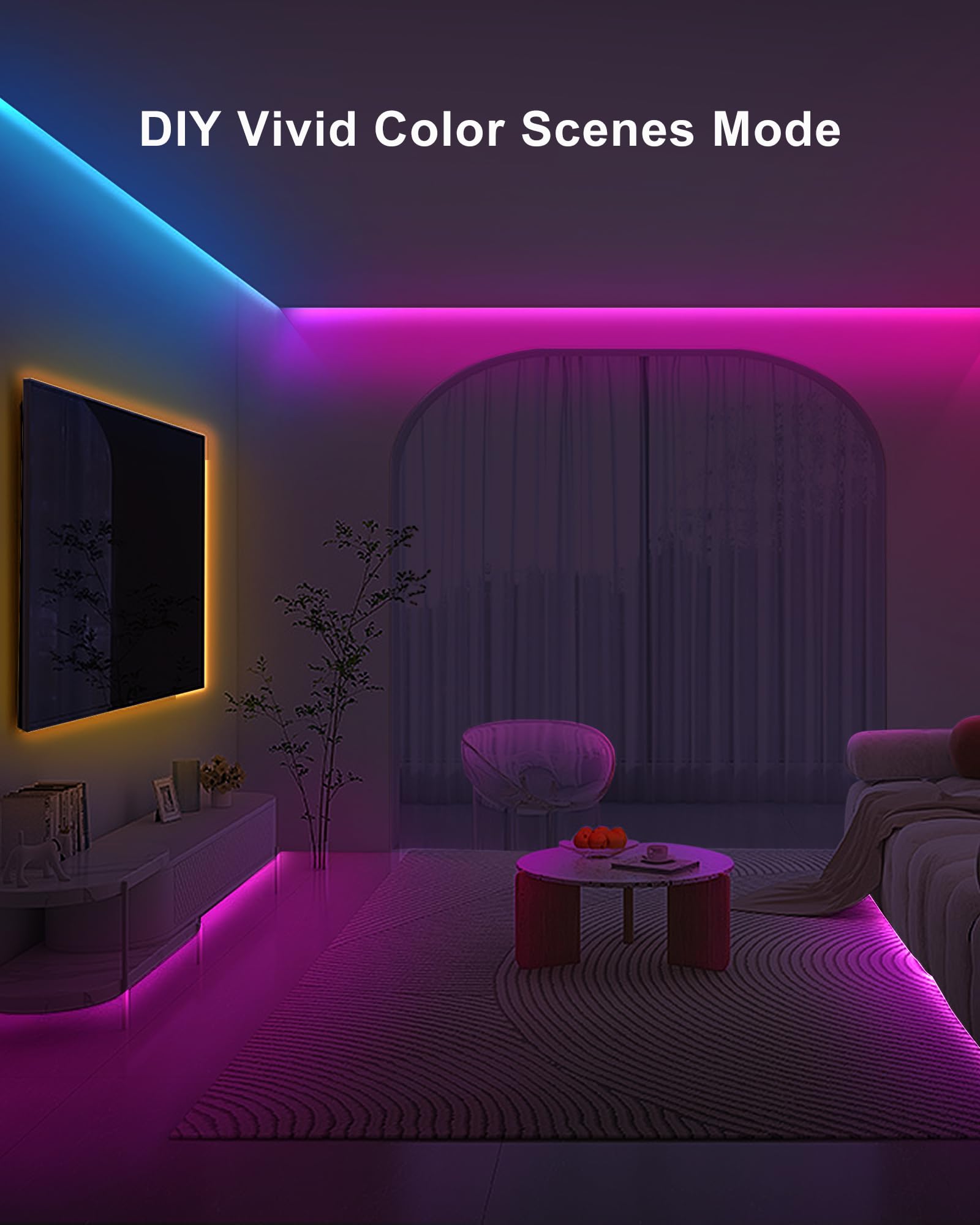 Tatazone 32.8ft Bluetooth RGB COB LED Strip Lights, Dimmable, Music Sync, Multicolor, Remote Control, LSSCOBH63020