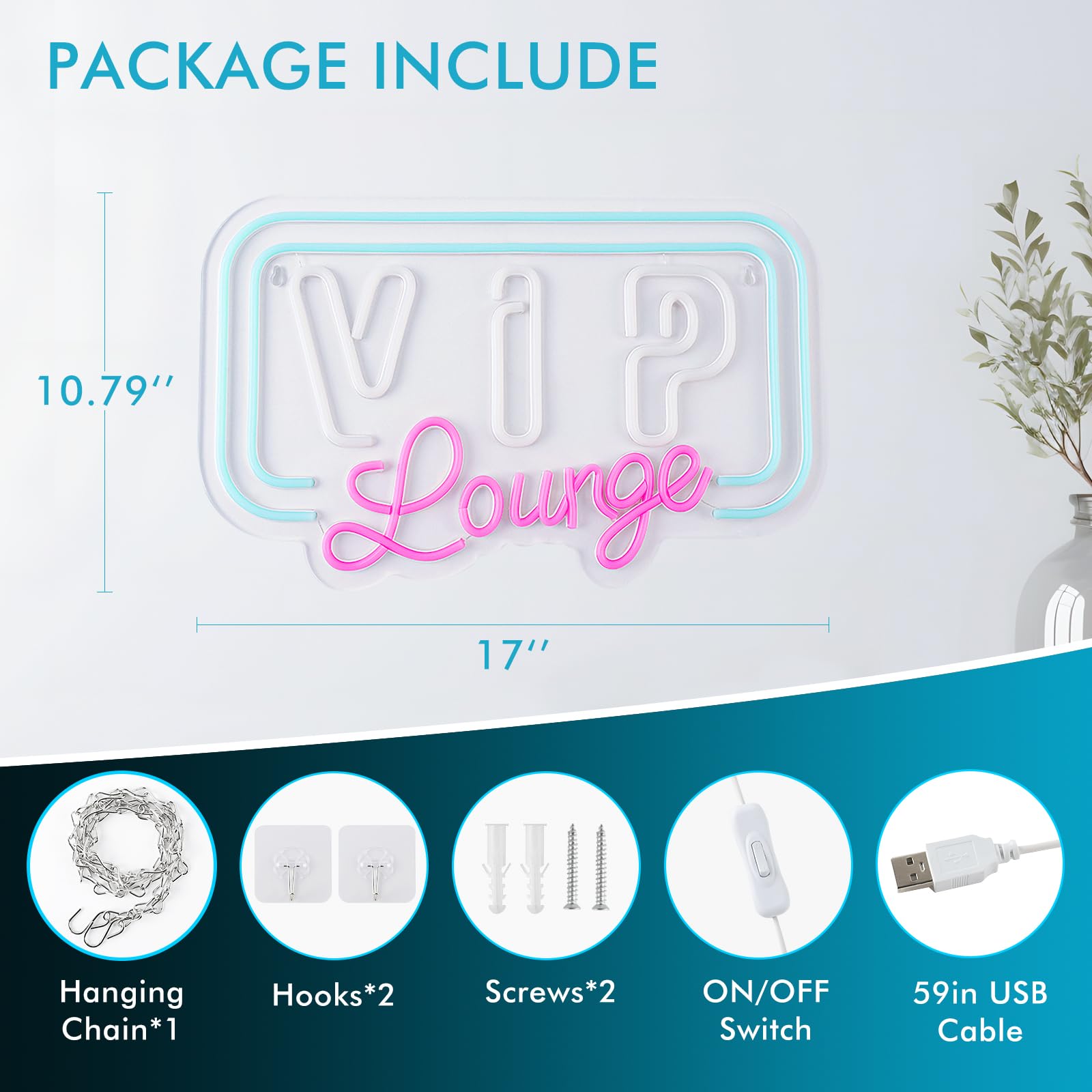 VIP Lounge Neon Sign Light - Karaoke Bar Restaurant Pub Cafe Salons Game Room Man Cave, Cool Wall Decor for Home Bedroom, Gift I