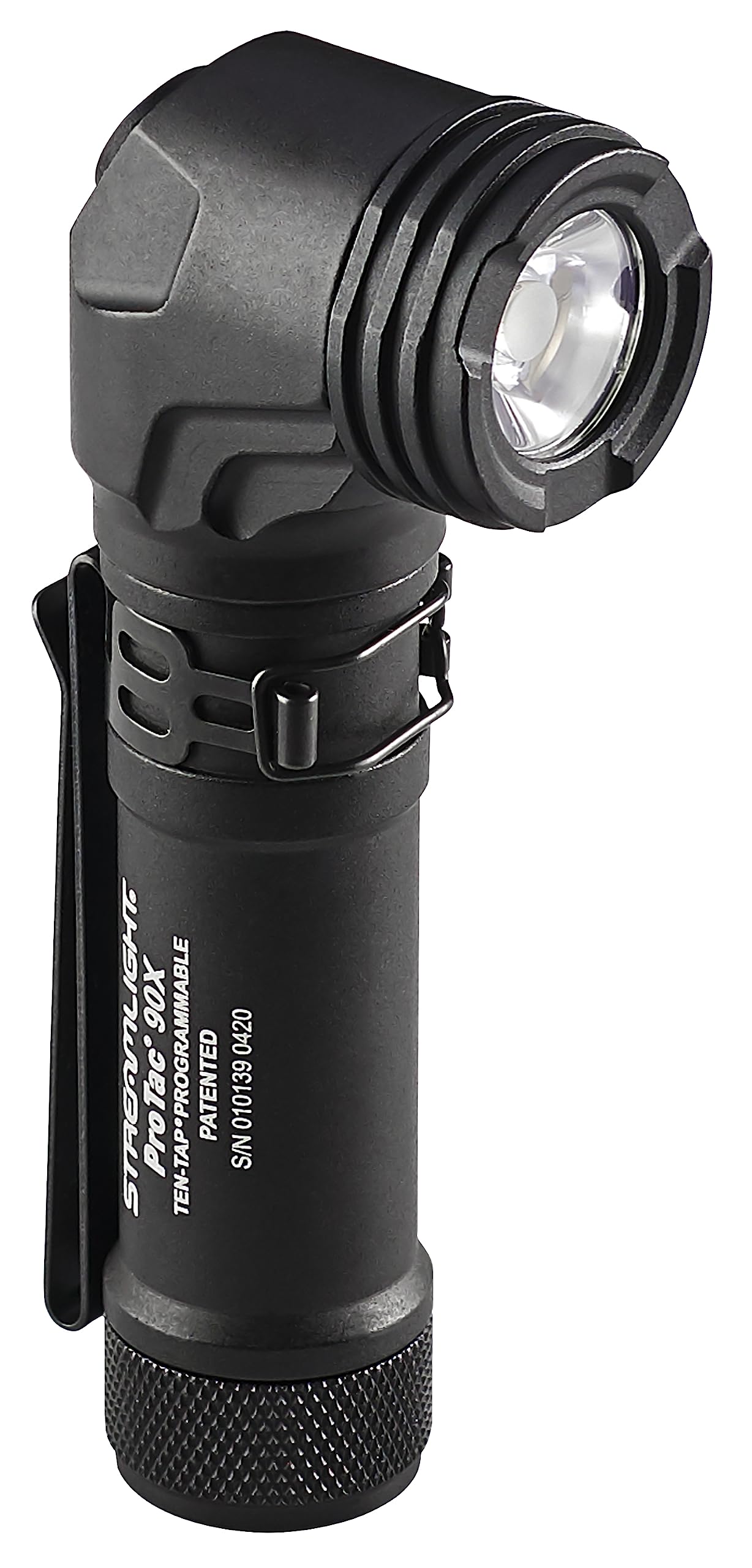 Streamlight ProTac 90X Right Angle Multi-Fuel Tactical Flashlight with Two CR123A Lithium Batteries and Holster, Black