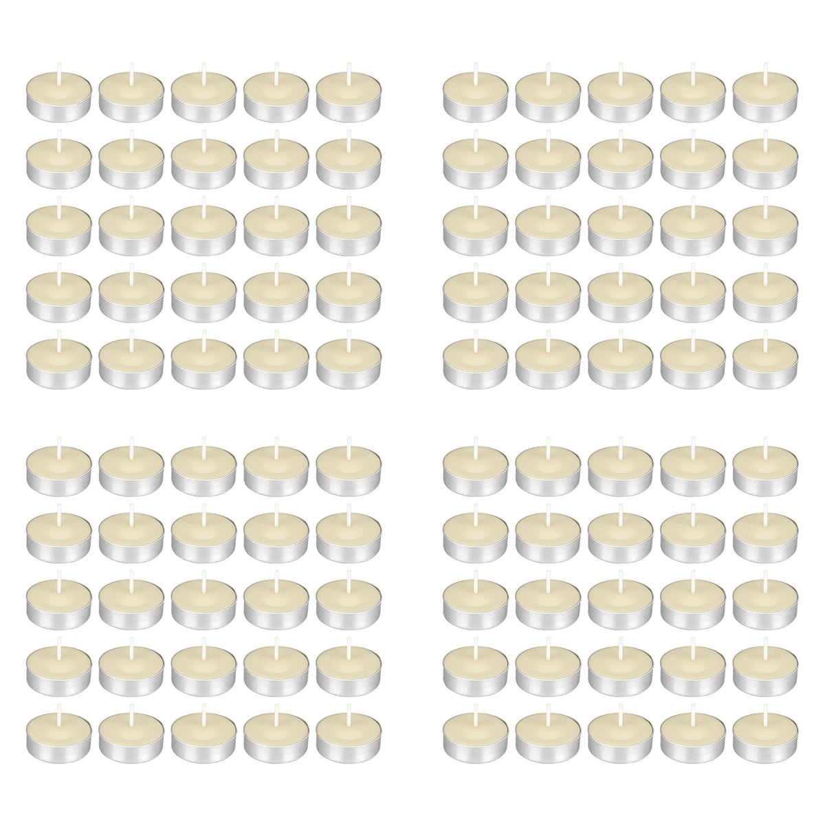 Mega Candles 100 pcs Unscented Ivory Tea Lights Candle, Pressed Wax Candles 3.5 Hour Burn Time, for Home Décor, Wedding Receptions, Baby Showers, Birthdays, Celebrations, Party Favors & More
