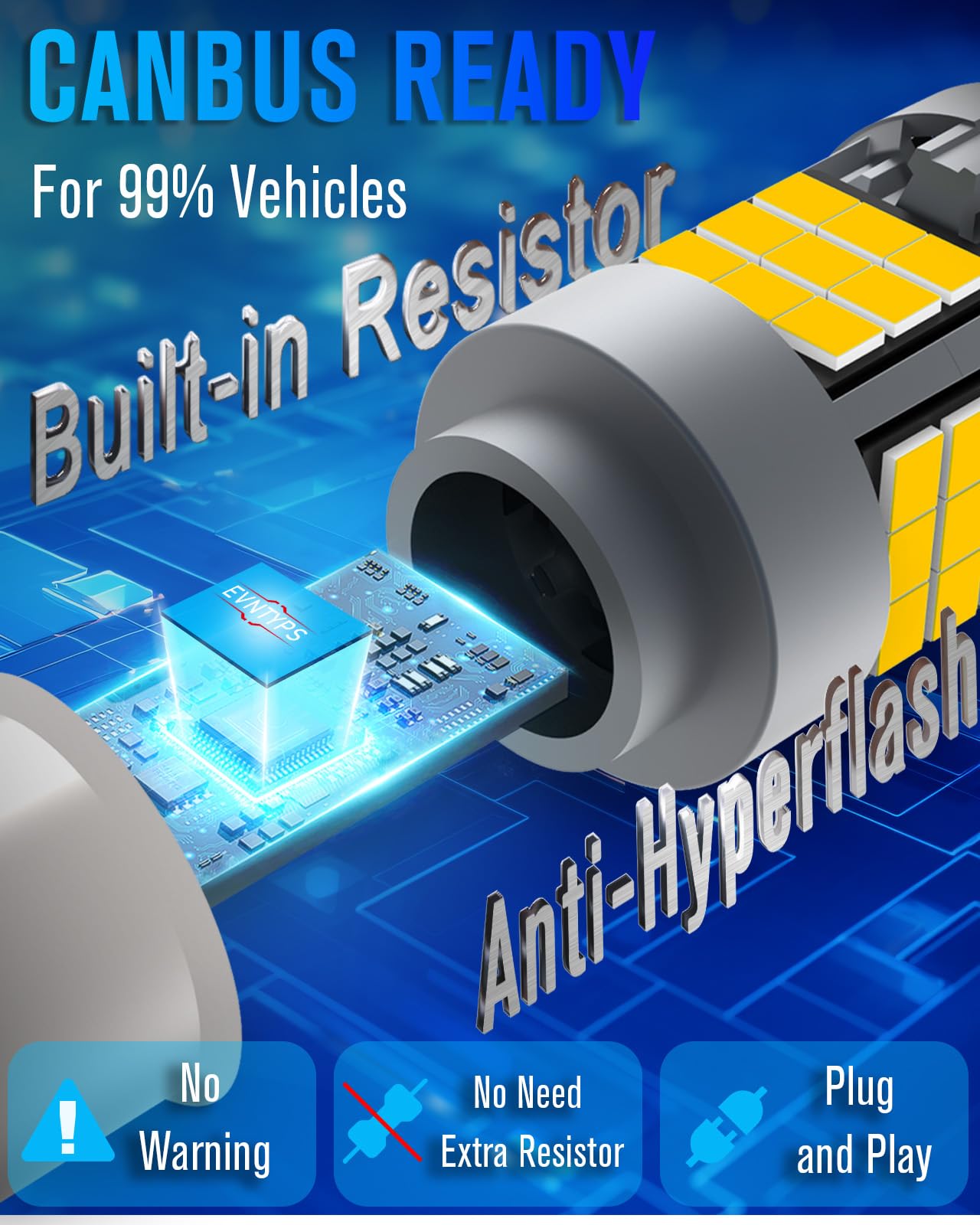 evntyps 1157 LED Bulb Amber Yellow With Built in Resistor 1157NA Turn Signal Bulbs Anti Hyper Flash CANBUS Error Free,1157A 2057