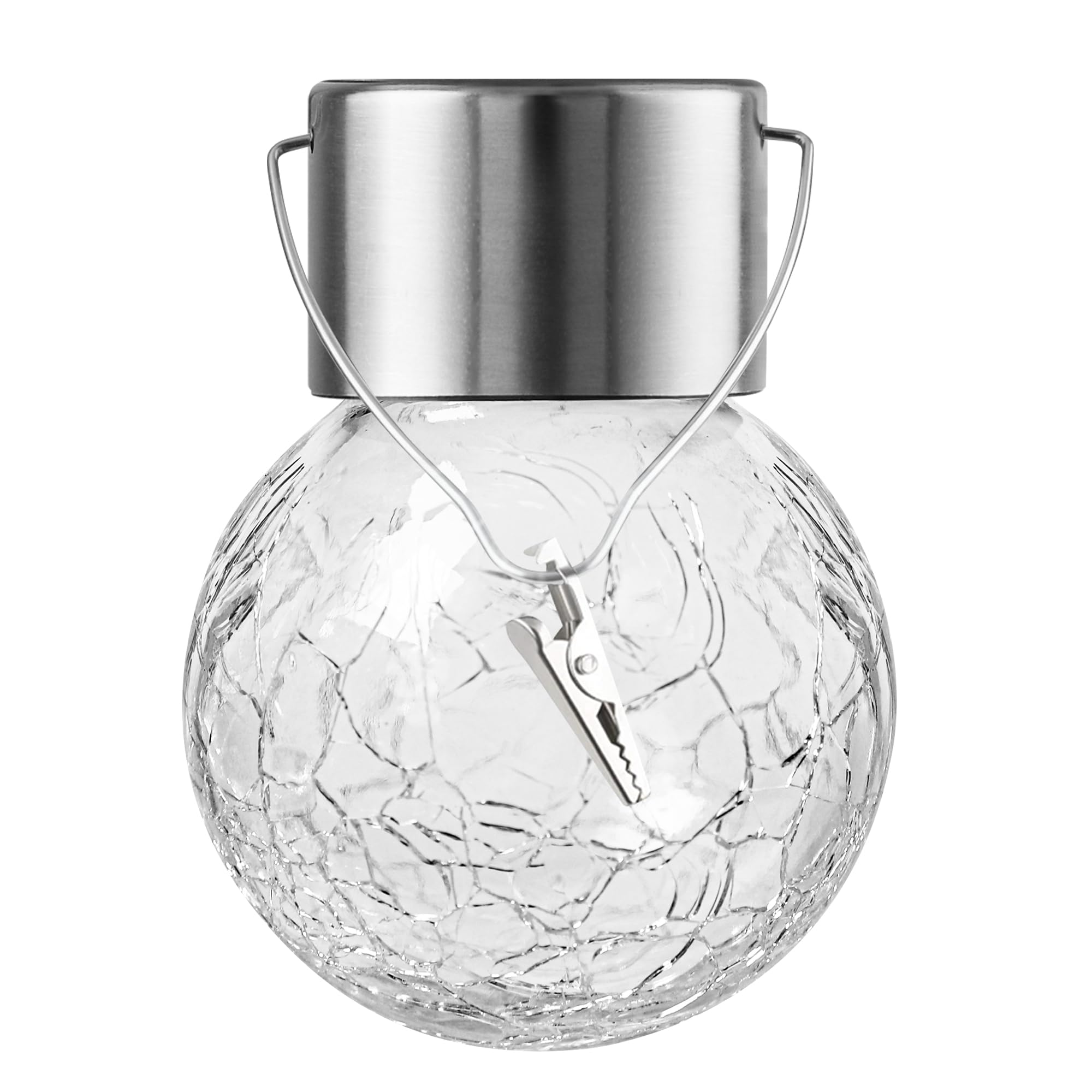 Partphoner 32 Pack Hanging Solar Lights Outdoor, Waterproof Solar Globe Lantern With Handle And Clip, Decorative Cracked Glass B
