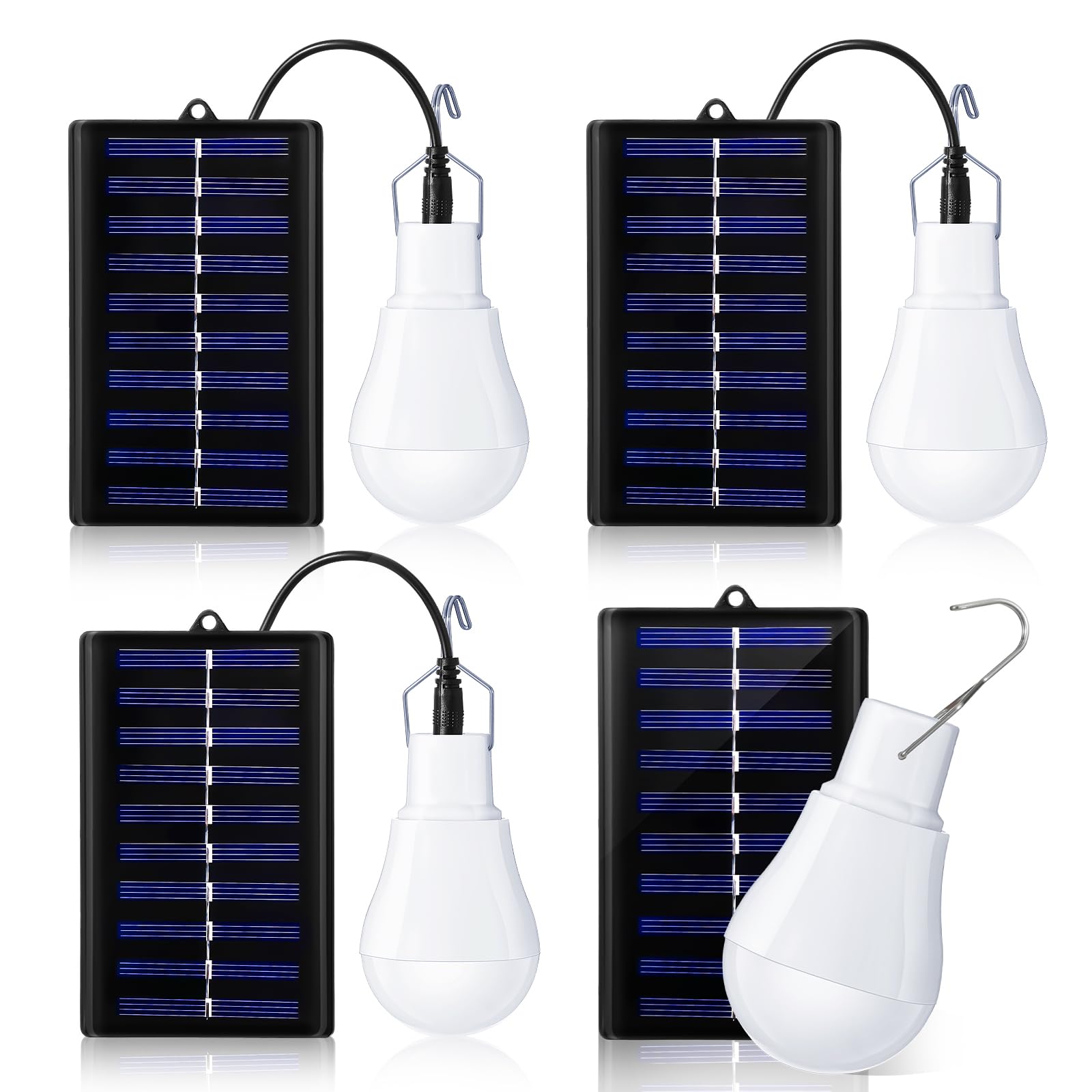Vihose 4 Pcs Solar Light Bulbs Solar Powered Light Portable Emergency Led Bulb Waterproof For Camping Tent Indoor Outdoor Shed N