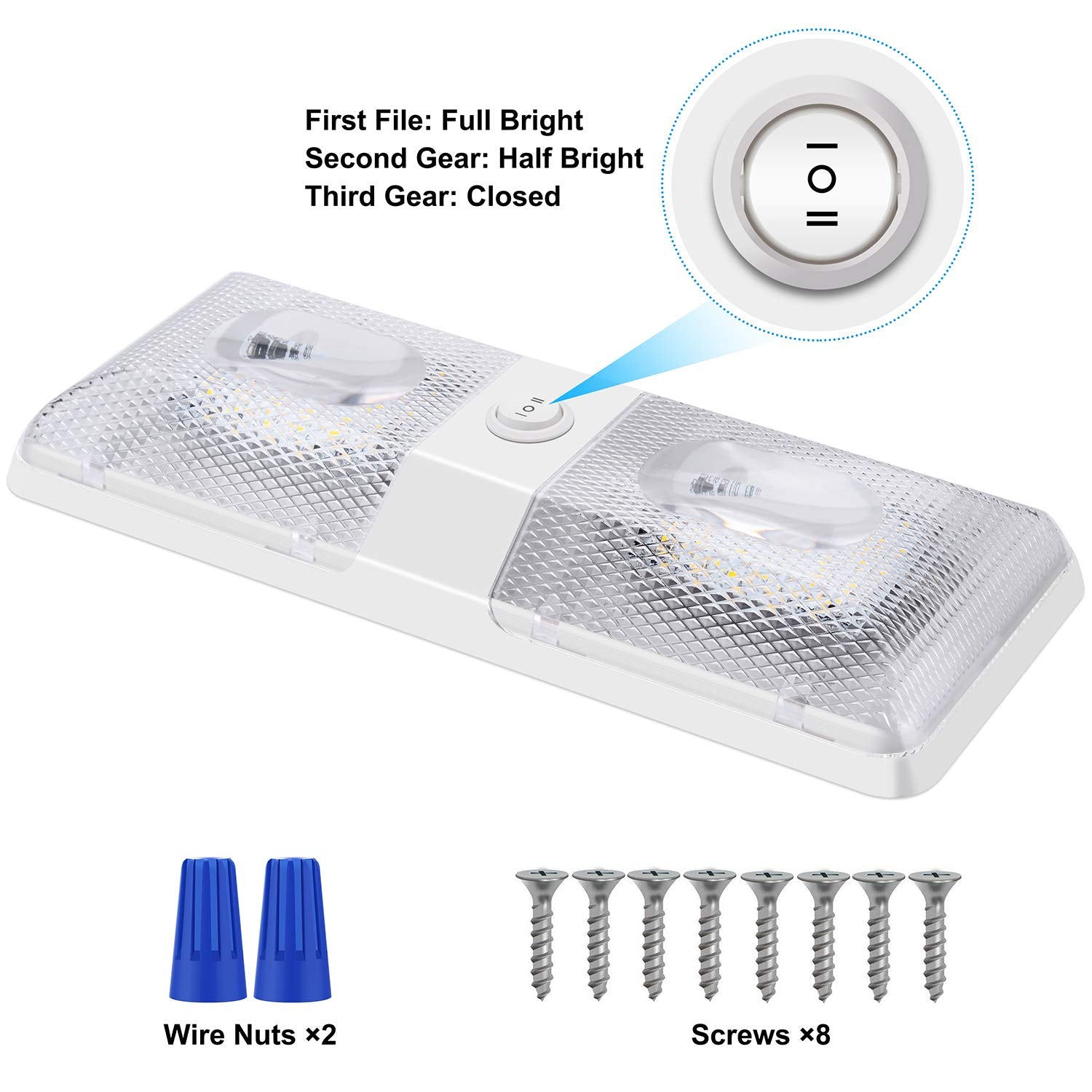 Bluefire 1 Pack Upgraded Super Bright Dc 12V Led Rv Ceiling Double Dome Light Rv Interior Lighting With On/Off Switch For Traile