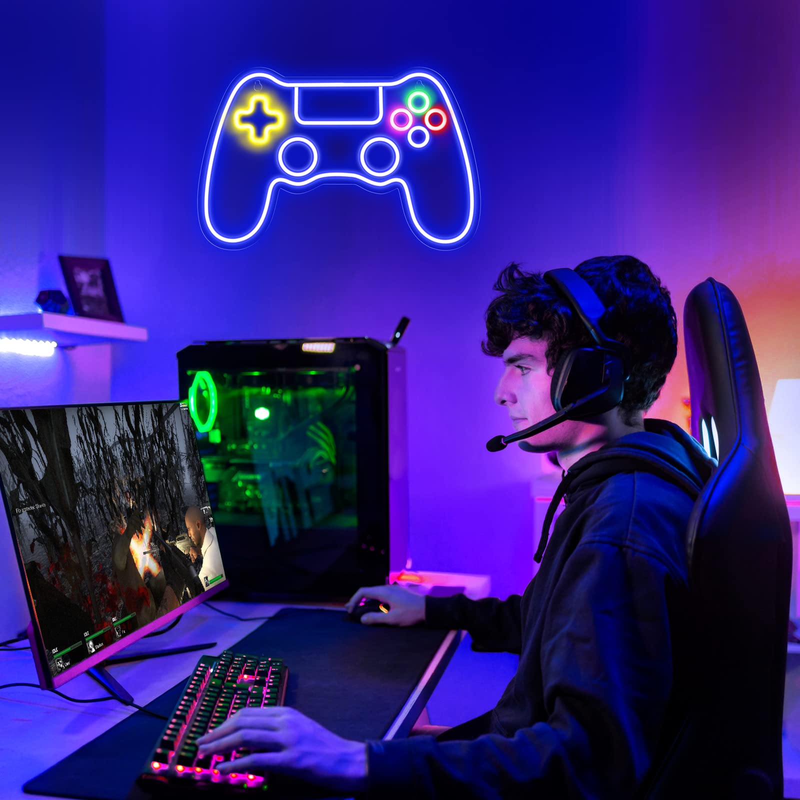 Kavaas Neon Sign, Anime Oni Mask LED Light for Gamer Room, 16.2 x 11.8 inch, Color: Oni Mask_ONM