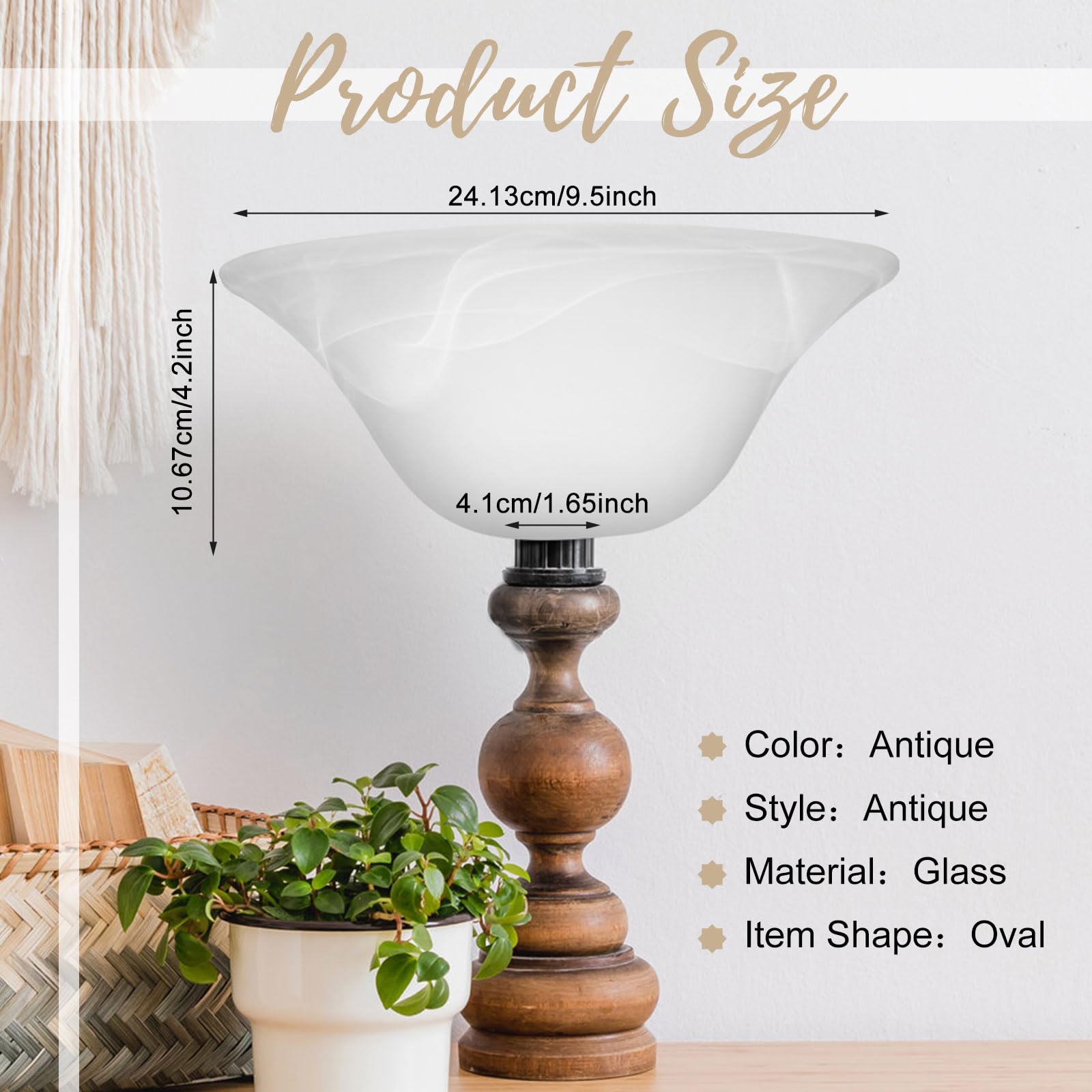 Huquary Lamp Glass Shades For Floor Lamp Elegant Cover Light Fixture Shade Light Fixture Replacement(9.5 X 4.2 X 1.63 Inch,Styli