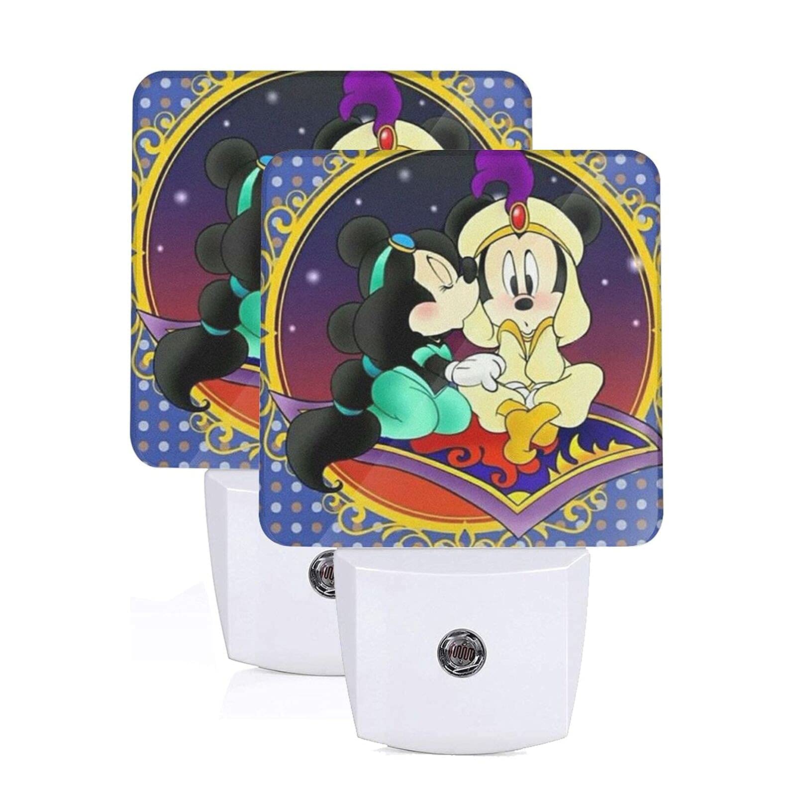 Mickey and Minnie Led Night Light Lamp with Smart Sensor Dusk to Dawn Sensor Cool White Lights for Bathroom Hallway Decor Bedroom Kids Room Kitchen Stairway 2 Pack