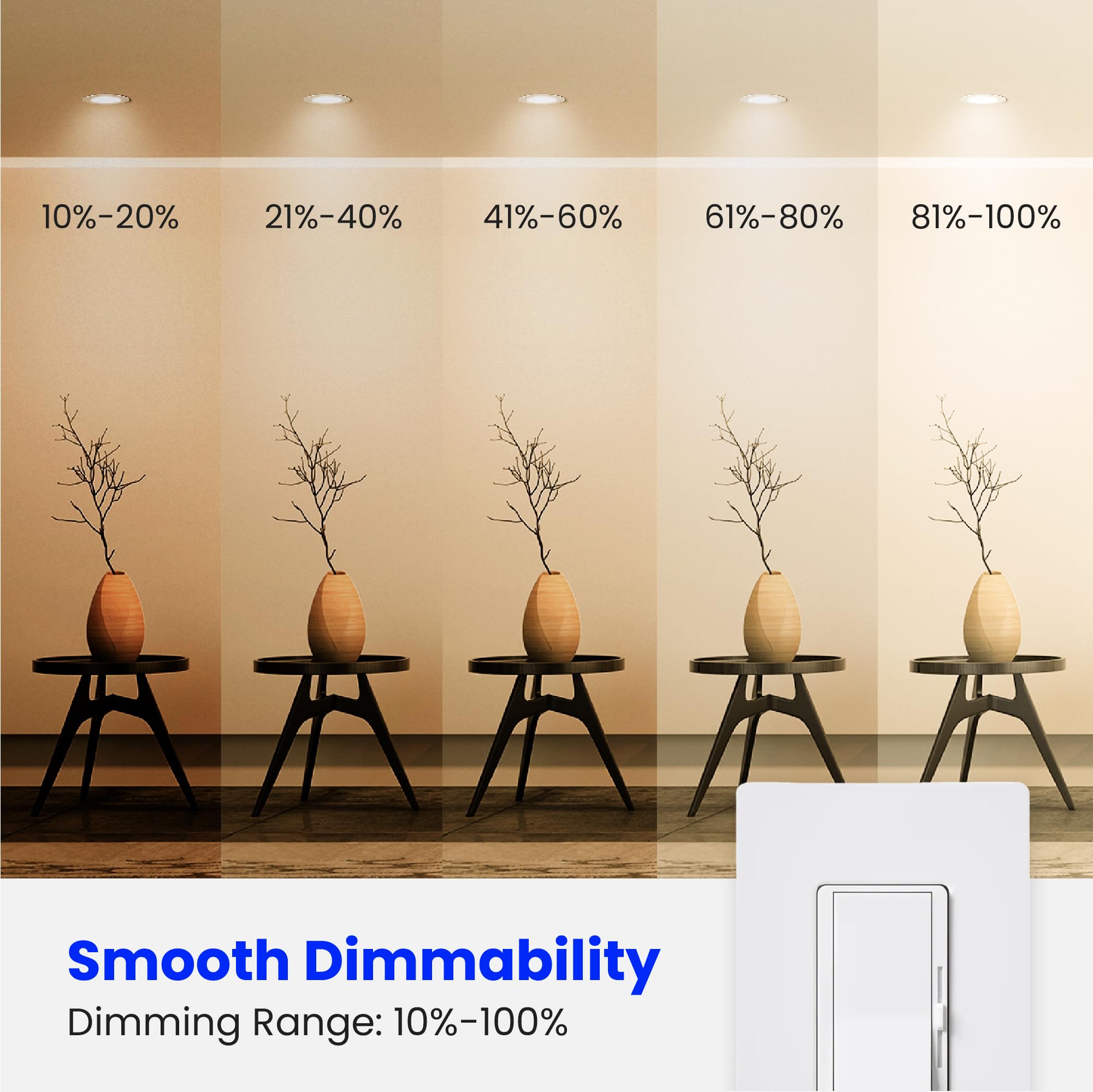 Feit Electric Br30 Led Light Bulbs, 100W Equivalent, Dimmable, E26 Standard Base, 80 Cri, 1400 Lumens, 2700K Soft White, 120V, 10 Years Lifetime, Damp Rated, 6 Pack, 100Br30Dm82710Kled/6