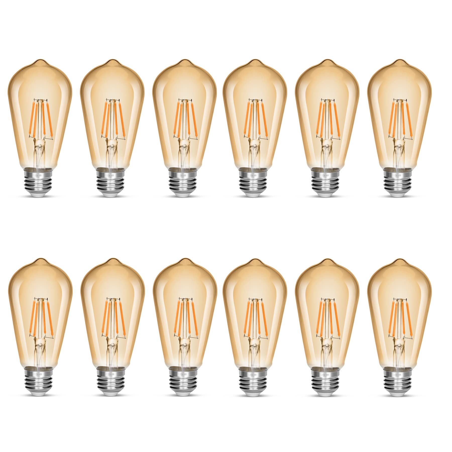 NOTOC LED Edison Bulb 4W,Antique 40W Vintage Edison Bulb,E26 Light Bulb Non Dimmable Led Bulb 450 Lumens 2300K Amber Warm,Pack of 12