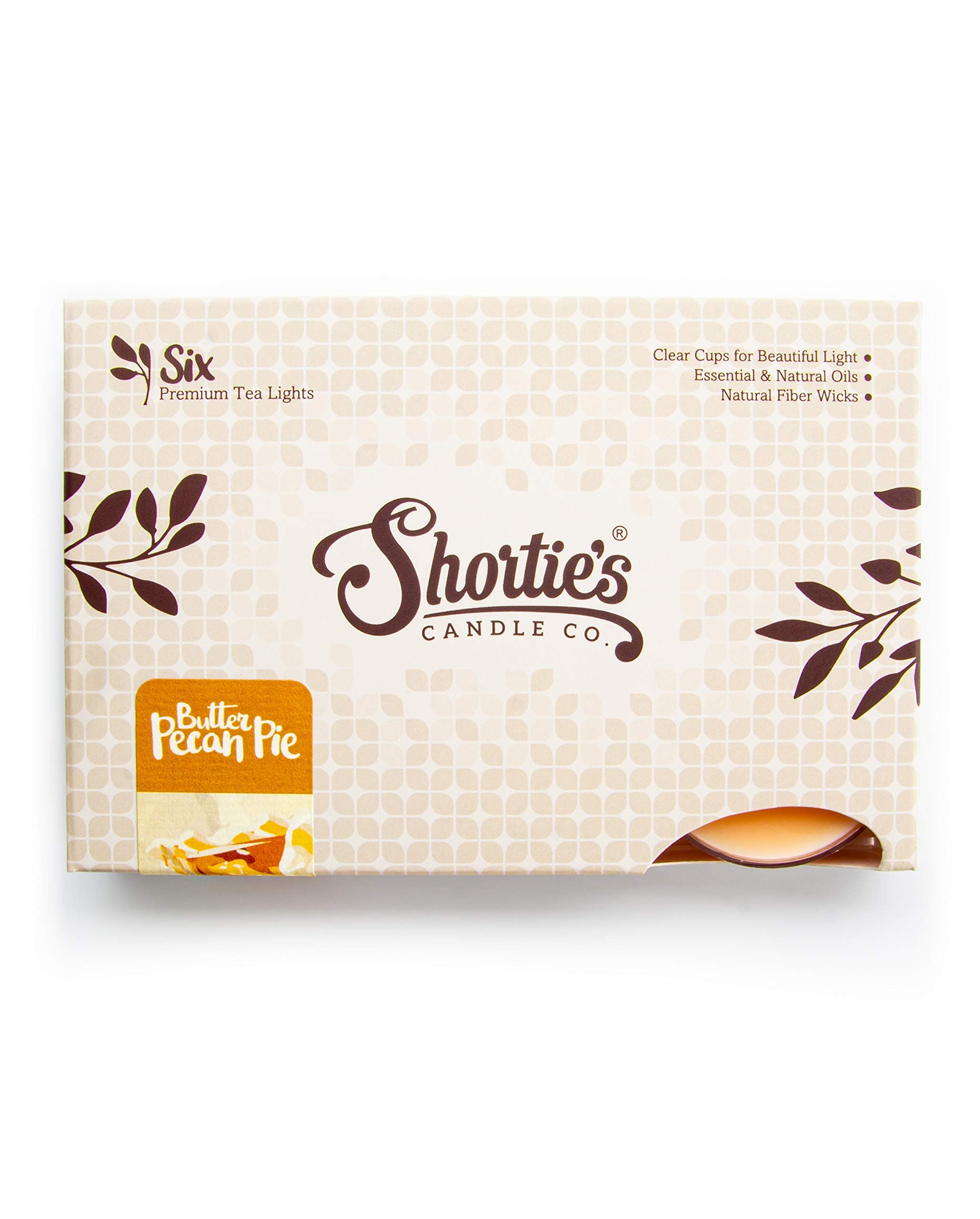 Butter Pecan Pie Premium Tealight Candles - Highly Scented with Natural Oils - 6 Beige Tea Lights - Beautiful Candlelight - Made