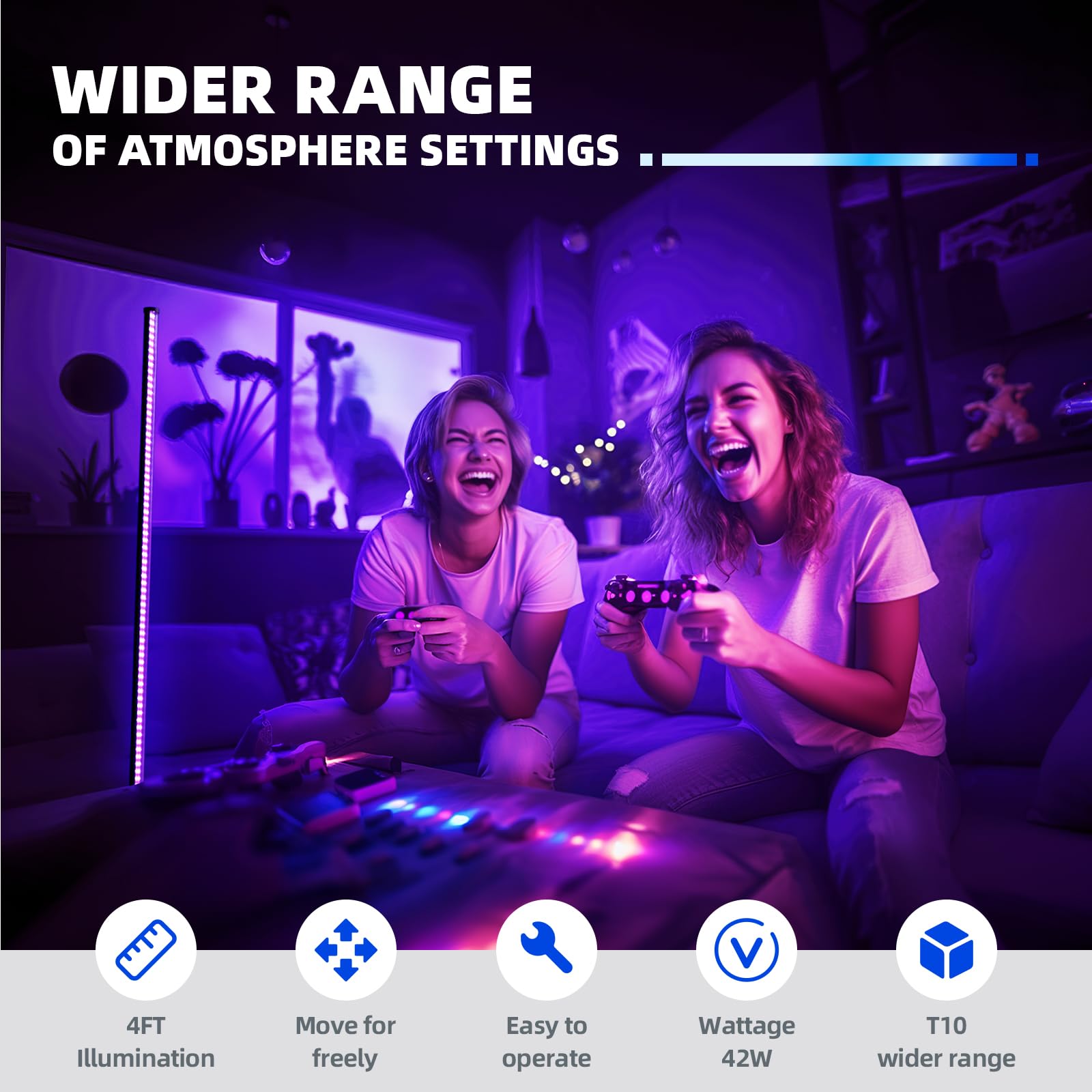 Barrina Led Black Light Bar, Perfect For Party, Halloween T10 Vertical Standing Uv Blacklight Fixture, 42W, 385-400Nm, 4Ft Height With On/Off Switch And Tripod Floor Stand