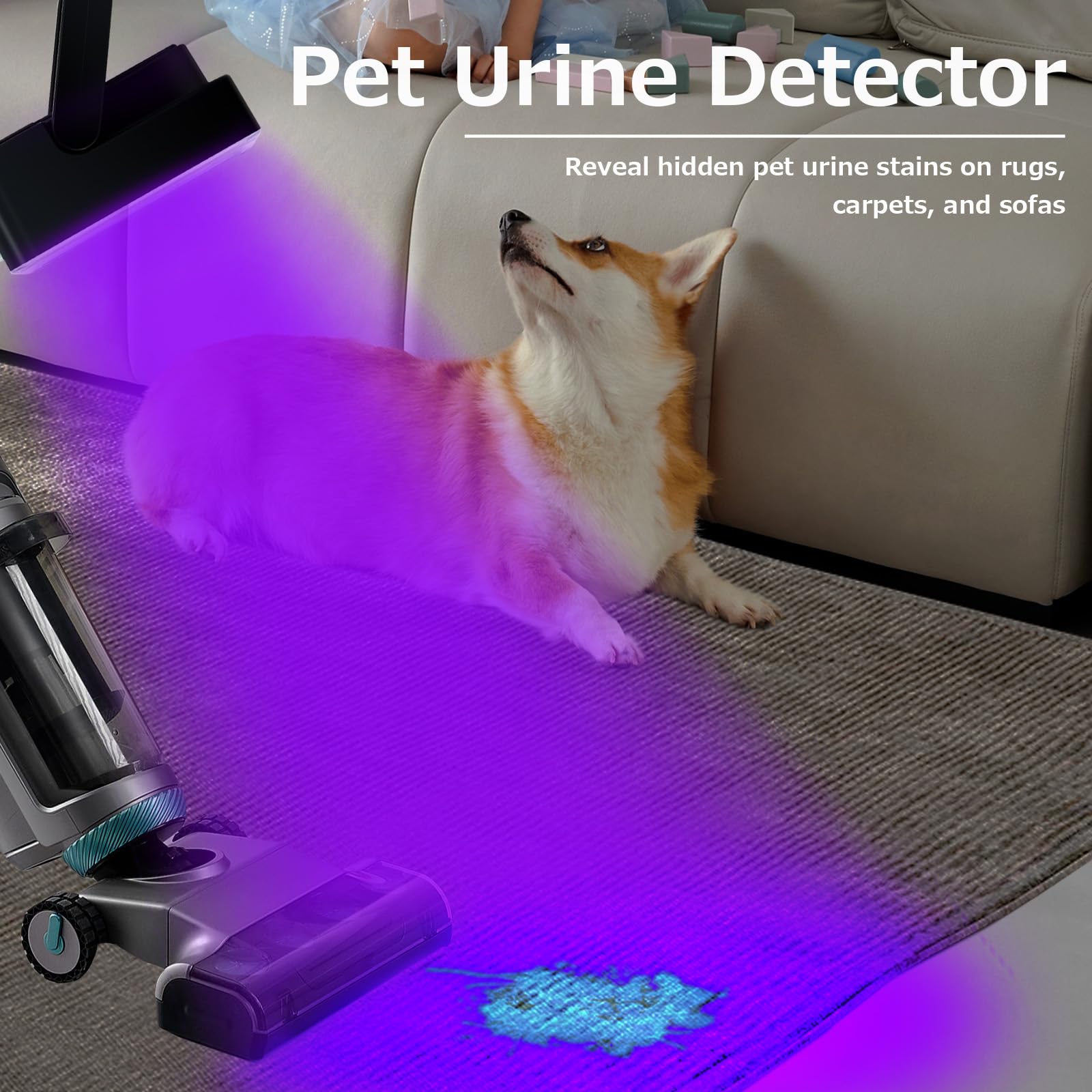 Benss 2 Pack Rechargeable UV Black Light, 60W Dimmable, 395 nM for Pet Stains, Bed Bugs, Scorpions, Black