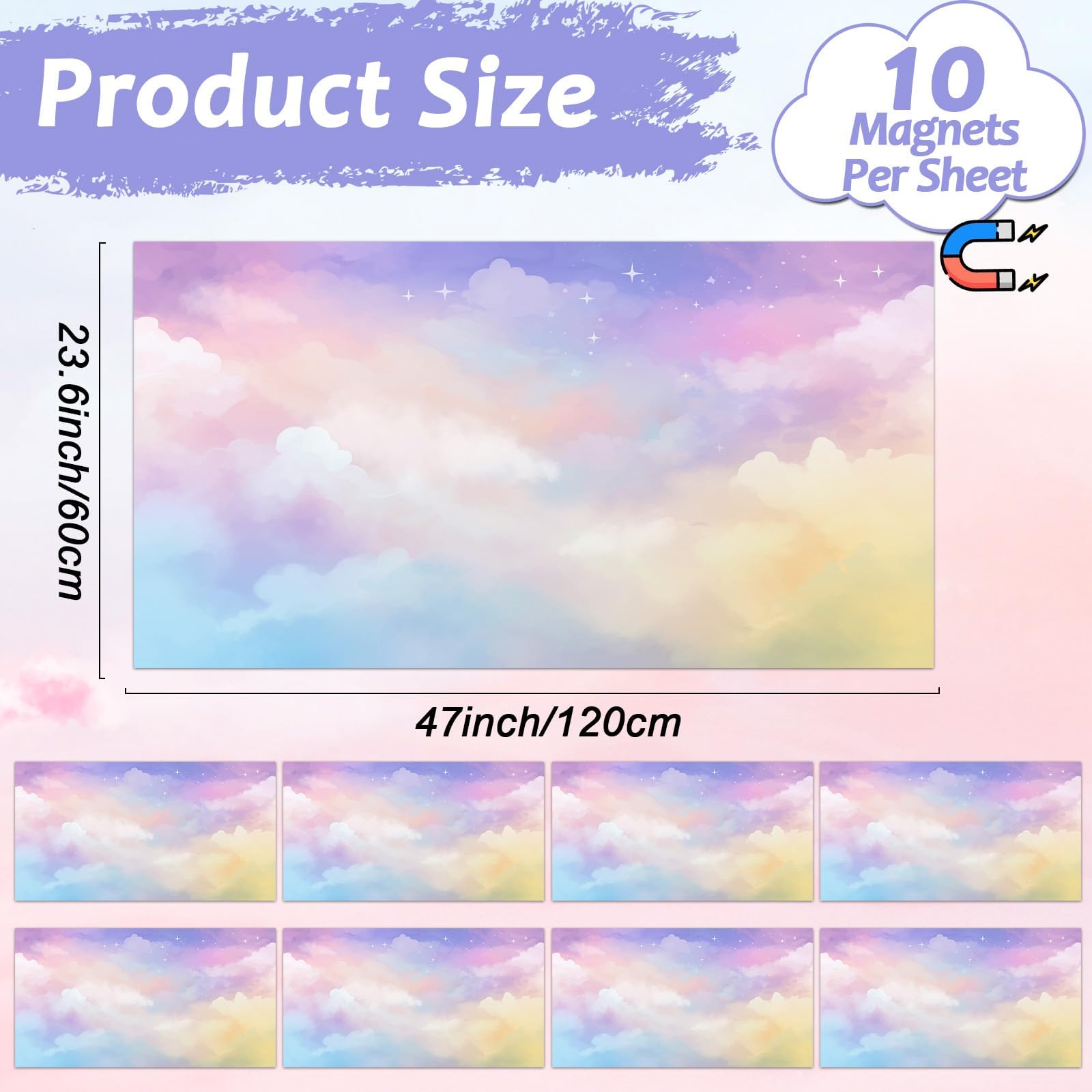 Wiooffen 8 Pcs Fluorescent Light Covers - 4x2 Feet, Polyester, Rainbow Color, Easy Install for Classroom & Office