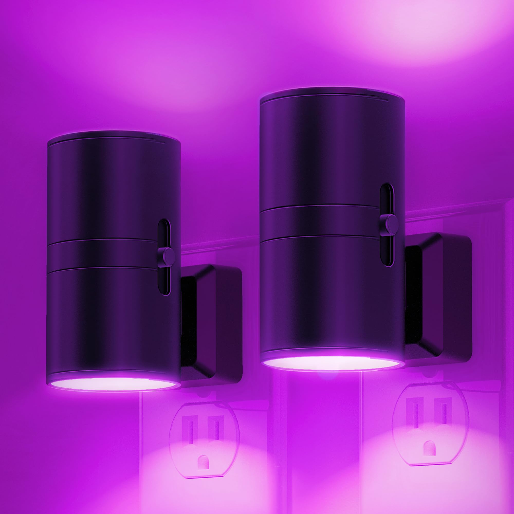 L LOHAS LED Night Light, Dimmable Plug-in, Light Sensor, 2 Pack, Purple, Model GY-063-PU-US-2