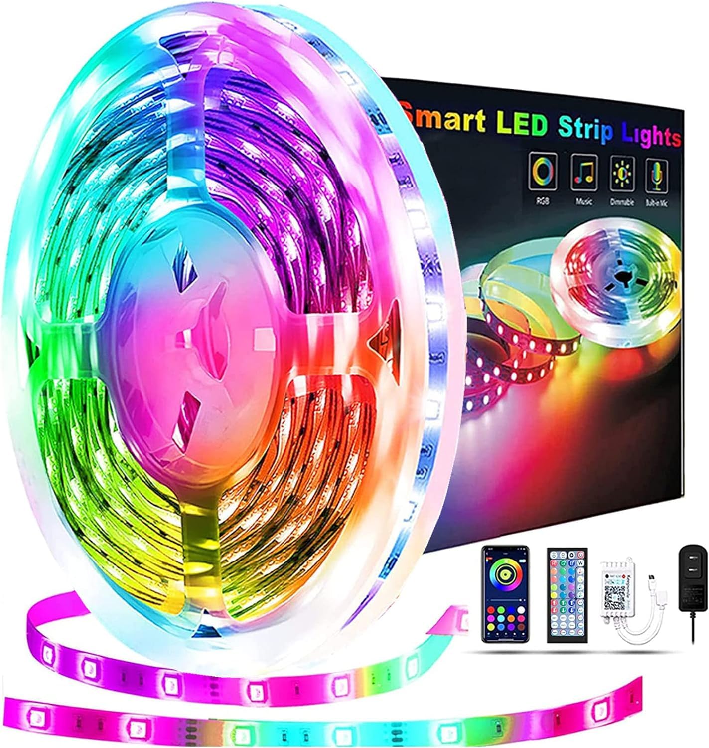 REEMEER 130ft Led Lights for Bedroom, APP Control Music Sync Color Changing Led Lights, Led Strip Lights with Remote for Room, K
