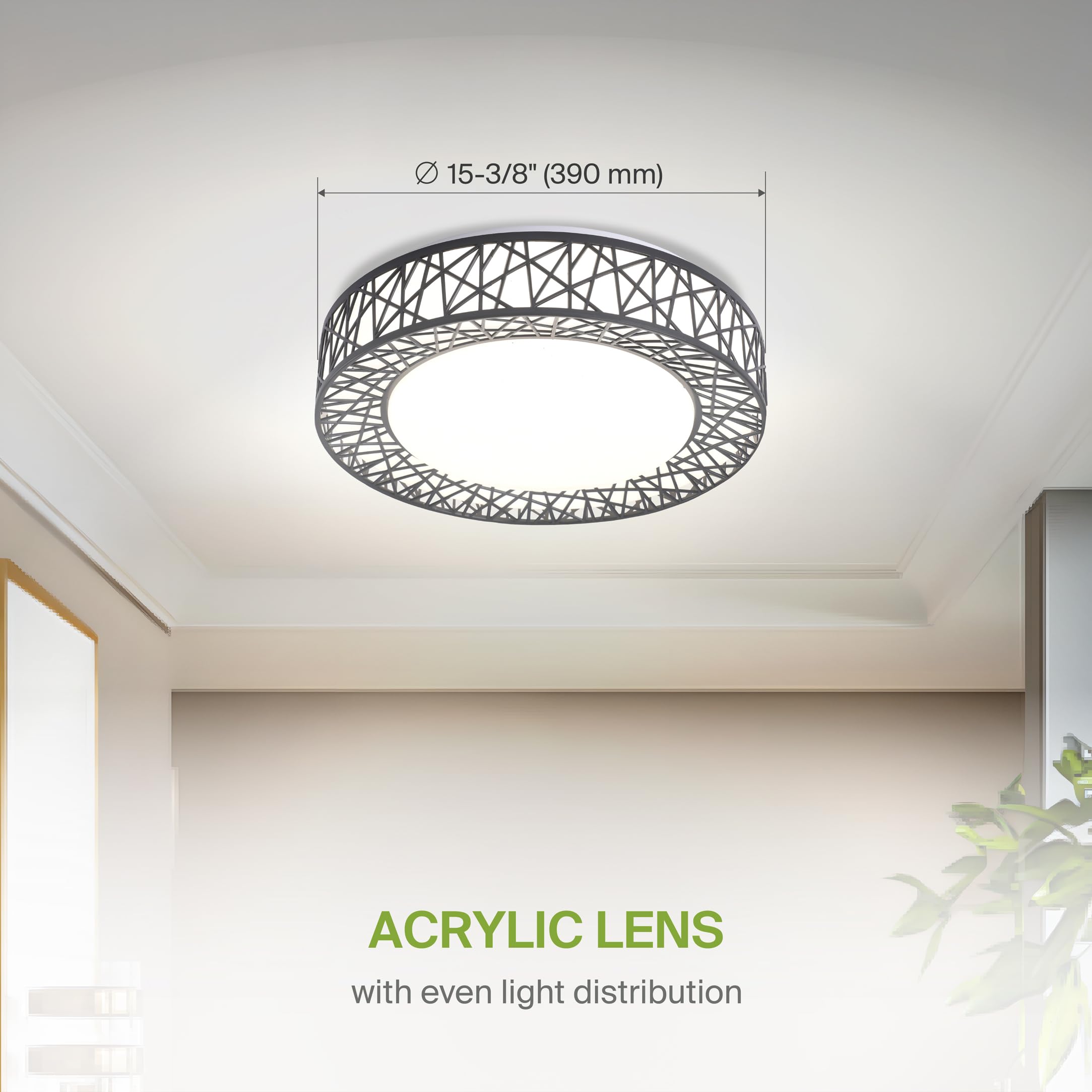 Asd 16 Inch Led Flush Mount Ceiling Light - Matte Black Modern Ceiling Light Fixture 28W 1752Lm, 2700-5000K Adjustable Dimmable