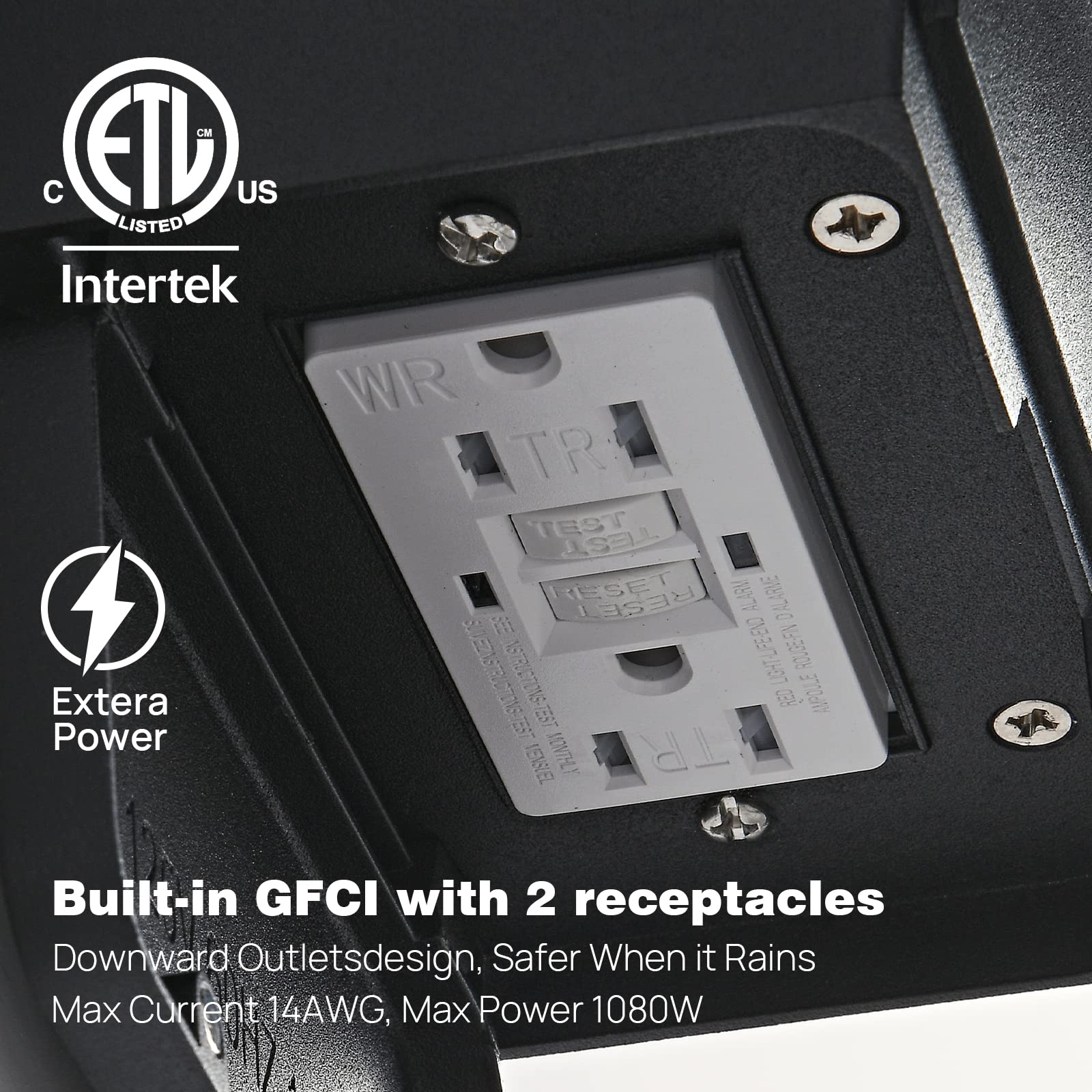 Jokaonotl Dusk To Dawn Porch Lights With Gfci Outlets Waterproof Outdoor Wall Lights Exterior Lighting Fixtures Modern Outside Lights Wall Mount For House Patio Garage Black 11.8  H  2 Pc